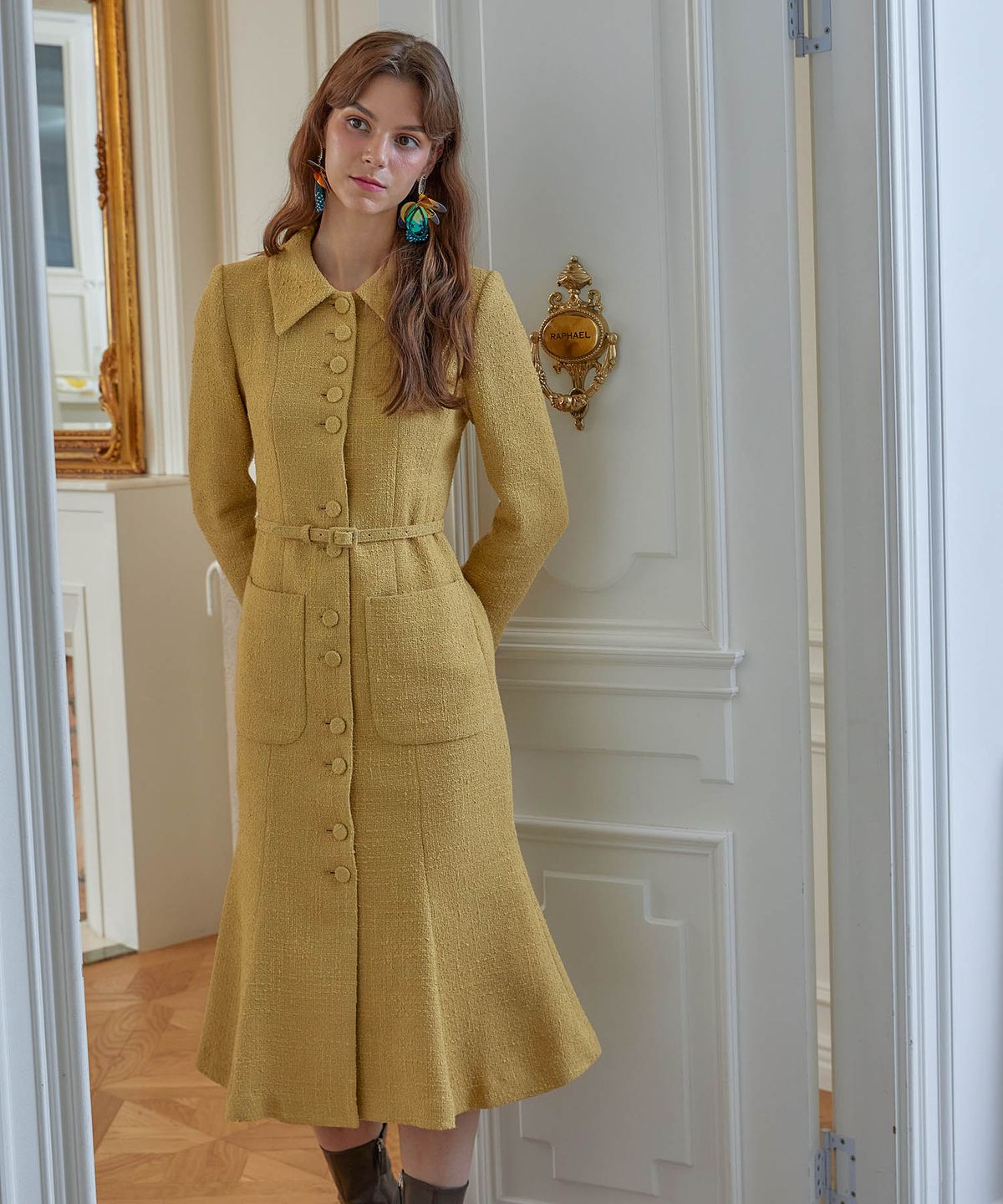 쥴리앤칼라(JULIY&CALLA) 22FW Calla56 EDO  Victoria OPS Mustard