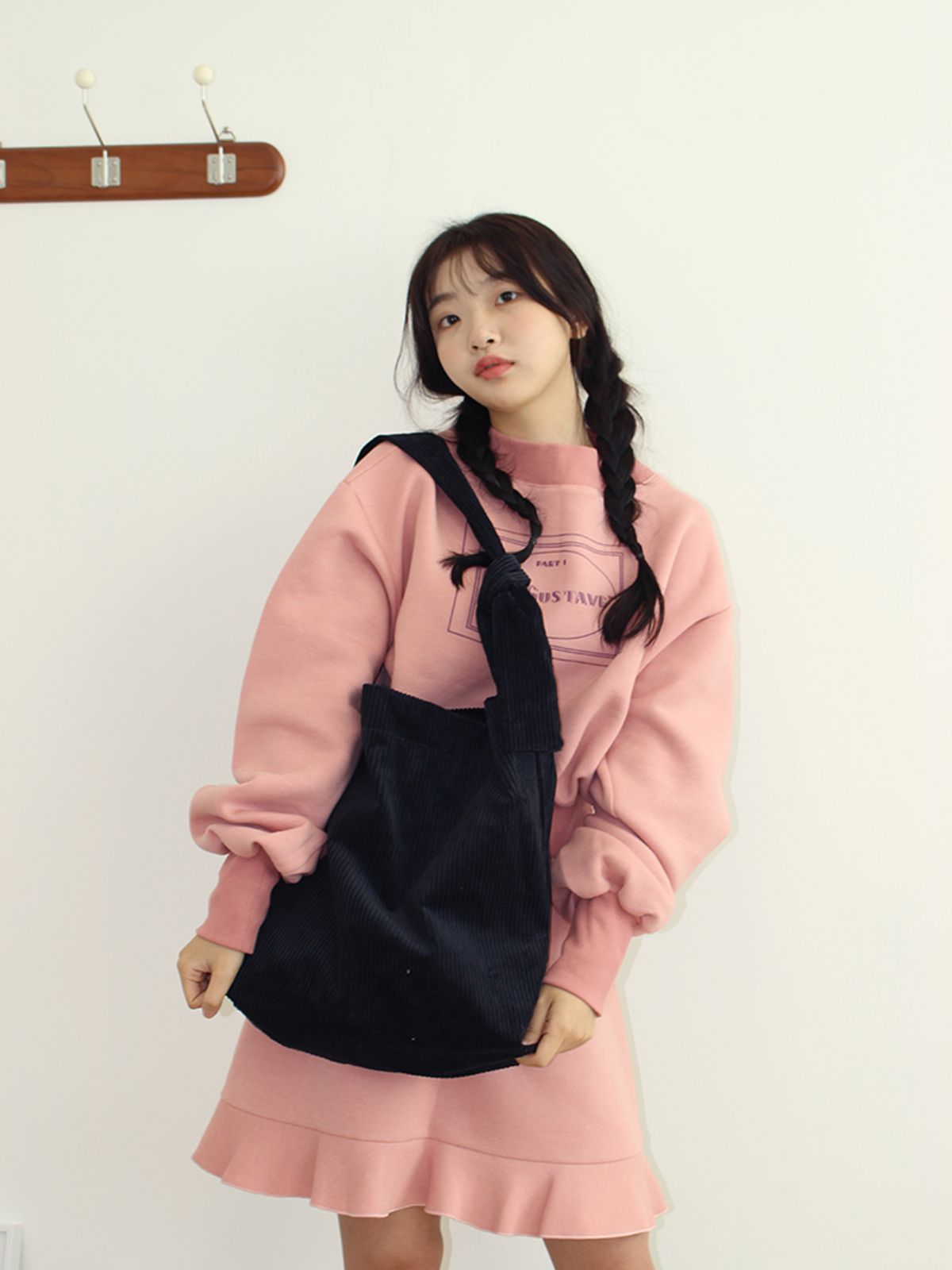 에이 바이 에이(A BY A) 22 코듀로이 보부상 숄더 에코백 네이비