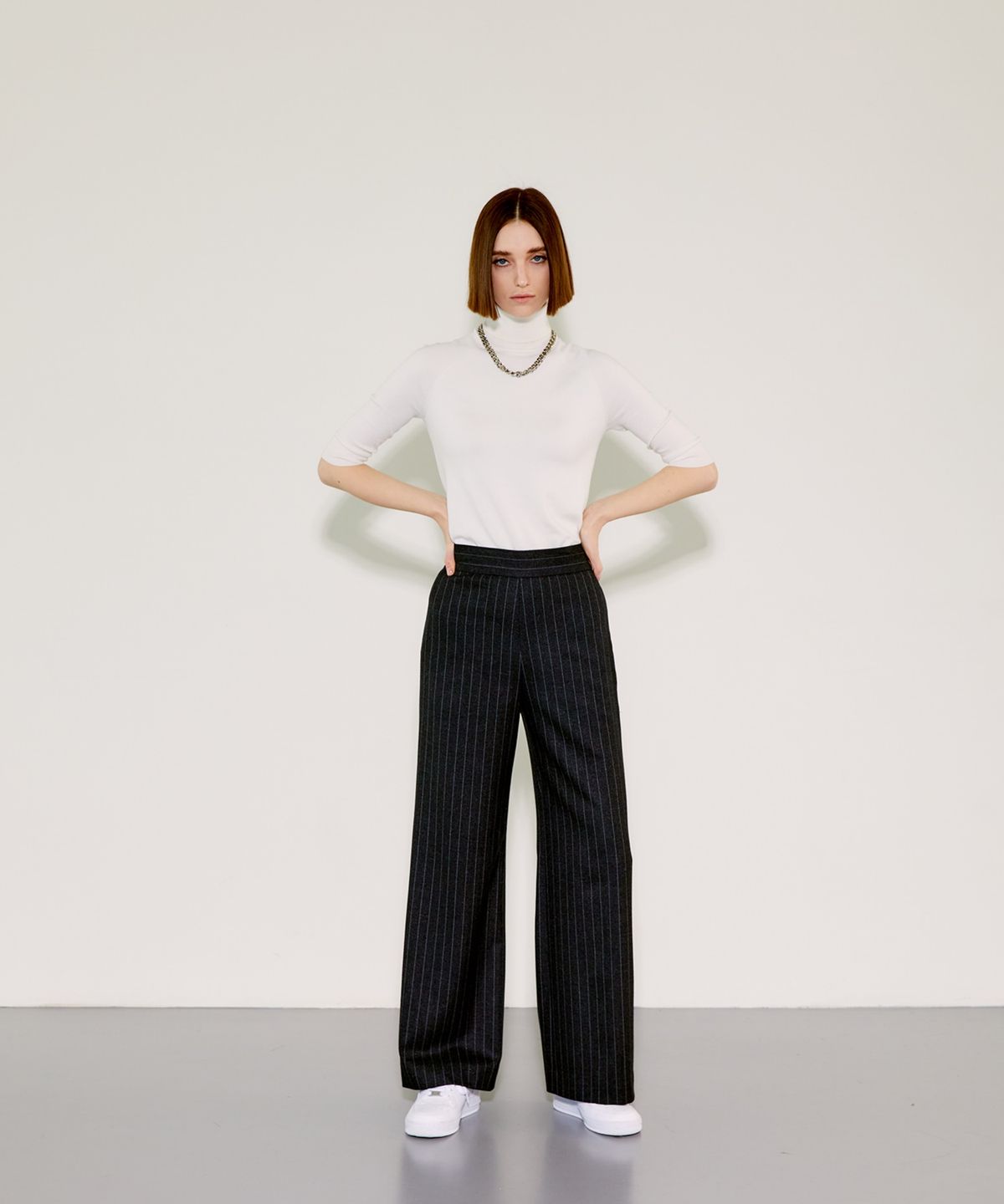 채뉴욕(CHAENEWYORK) High-waist Wide Pants [Grey]