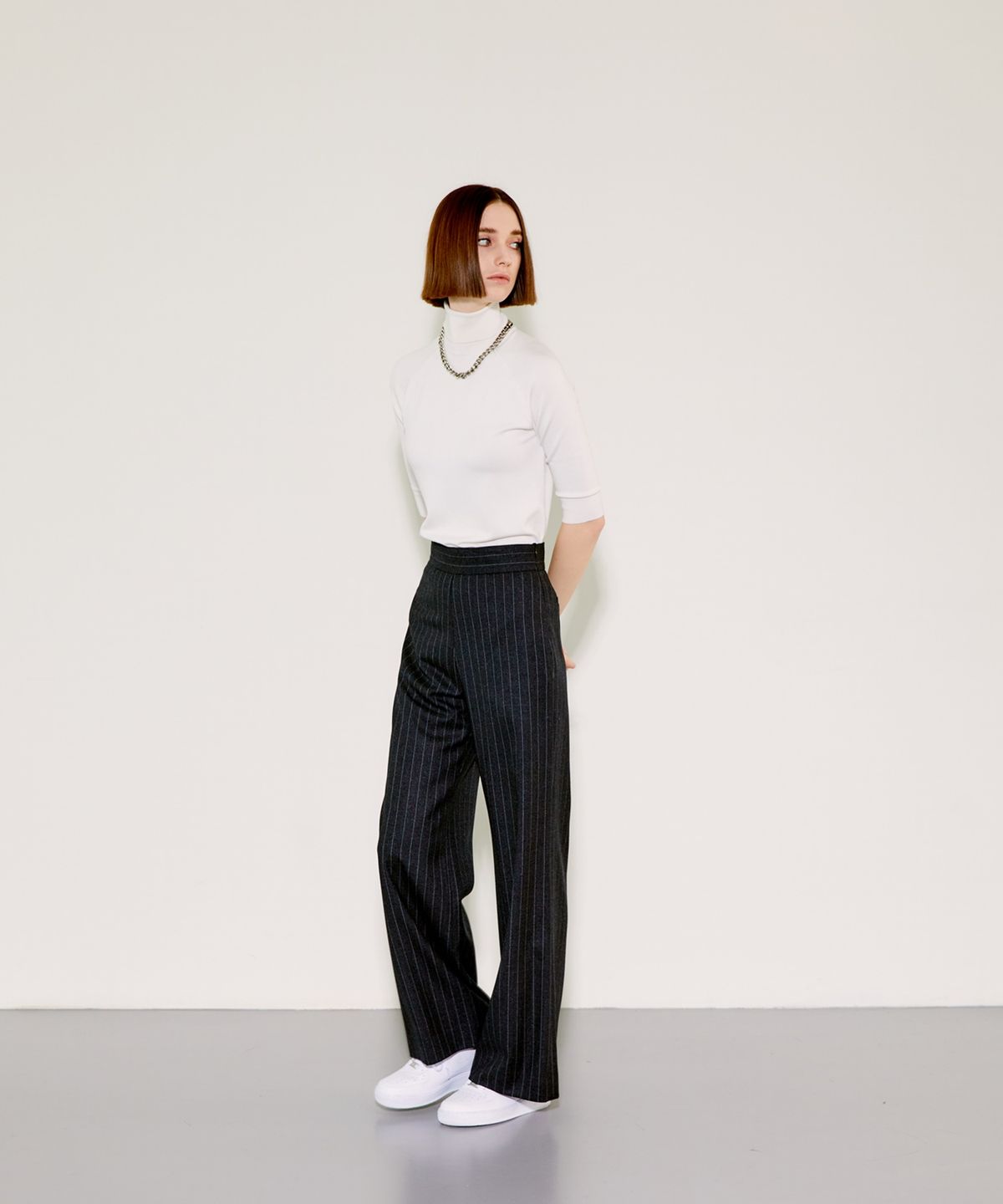 채뉴욕(CHAENEWYORK) High-waist Wide Pants [Grey]