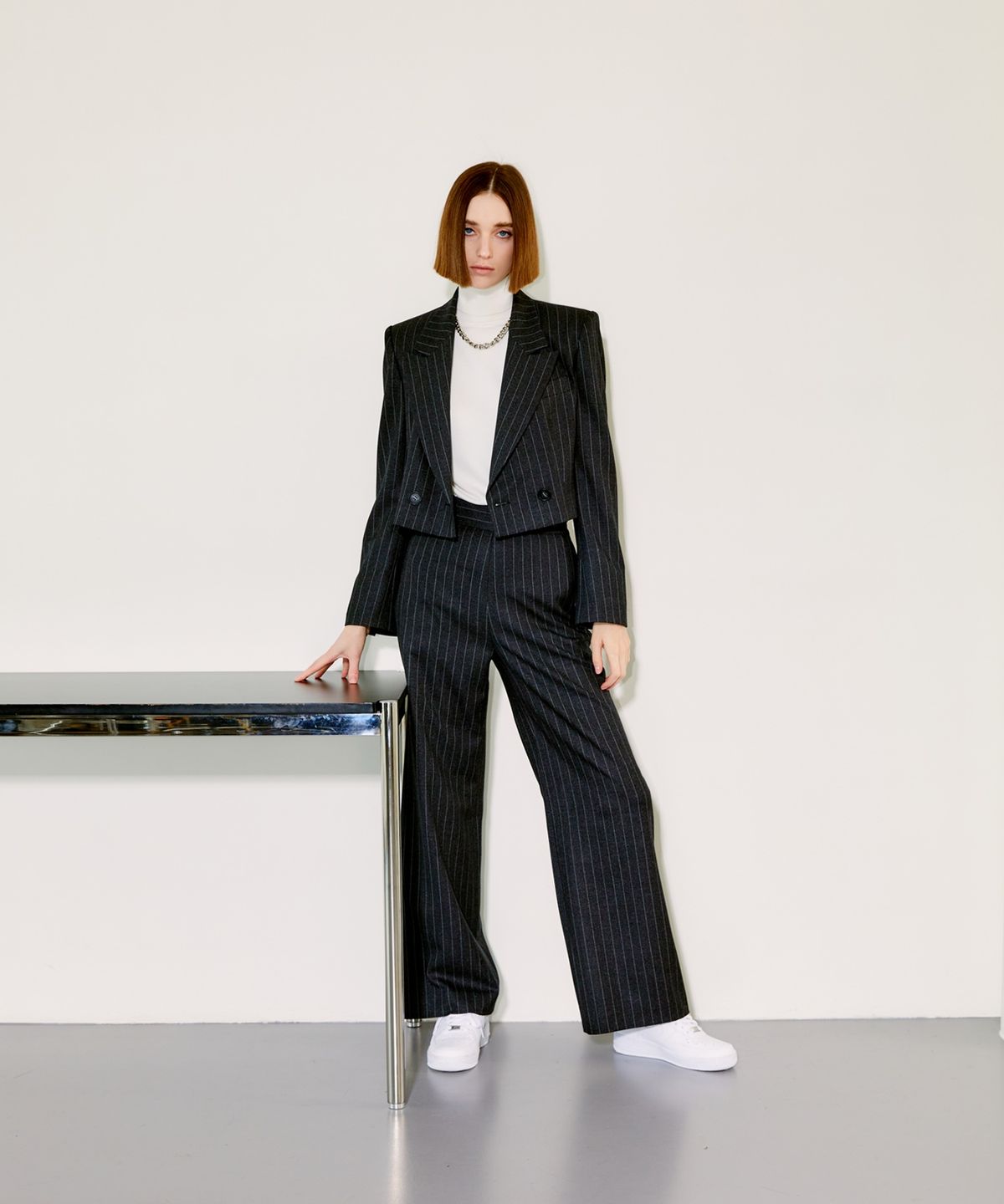 채뉴욕(CHAENEWYORK) High-waist Wide Pants [Grey]