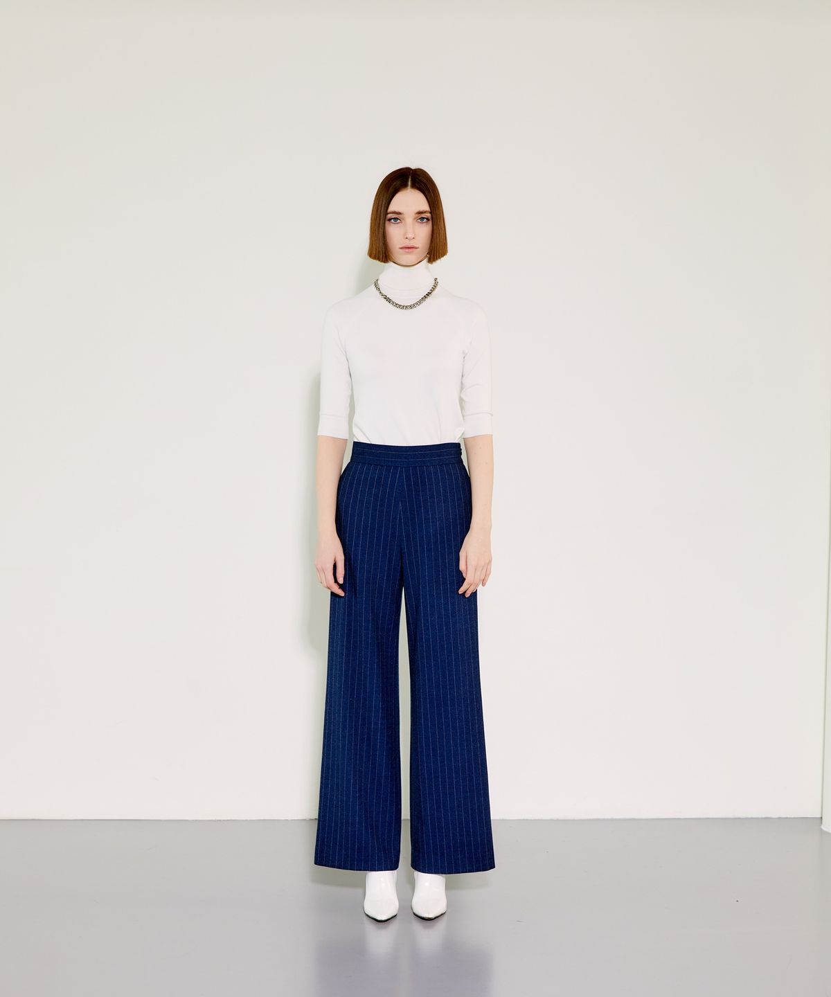 채뉴욕(CHAENEWYORK) High-waist Wide Pants [Navy]