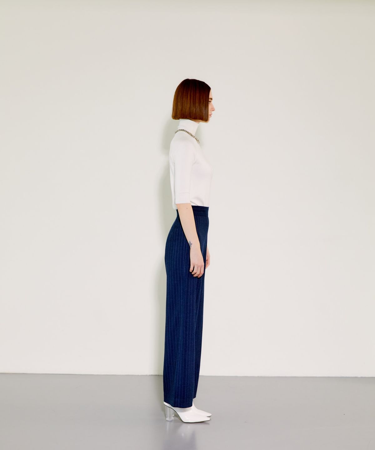 채뉴욕(CHAENEWYORK) High-waist Wide Pants [Navy]