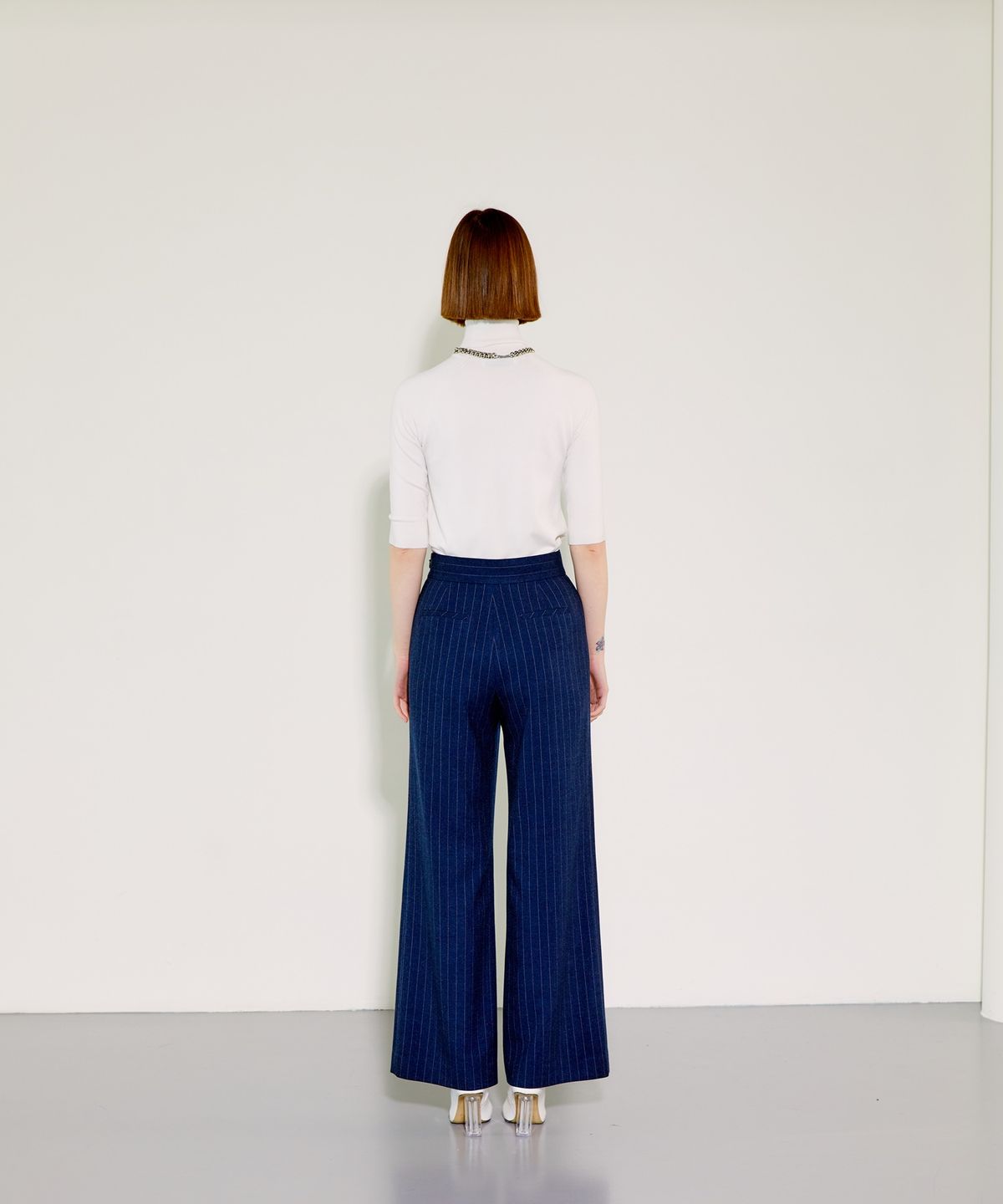 채뉴욕(CHAENEWYORK) High-waist Wide Pants [Navy]