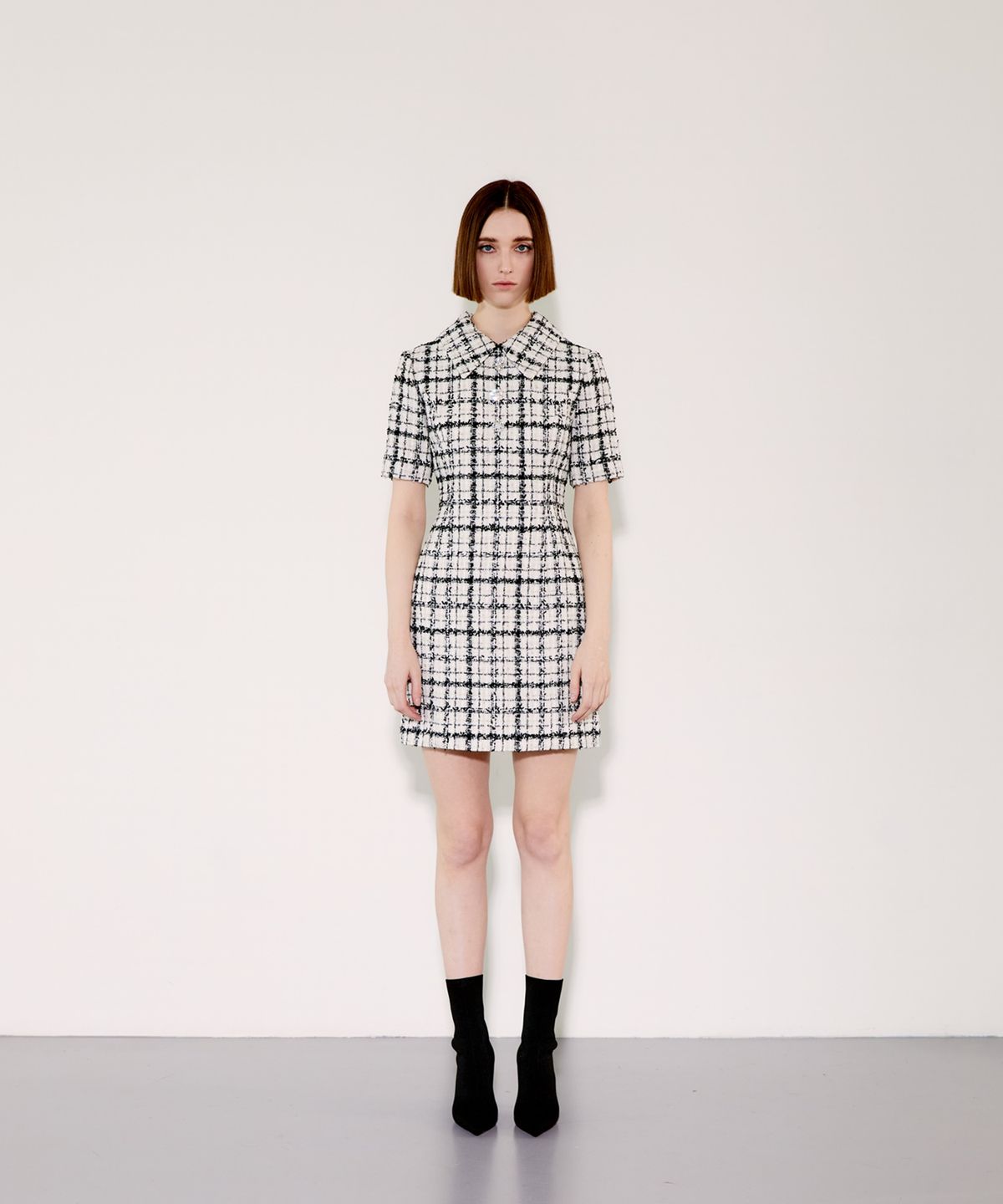 채뉴욕(CHAENEWYORK) Detatchable Collar Dress [Black Check]