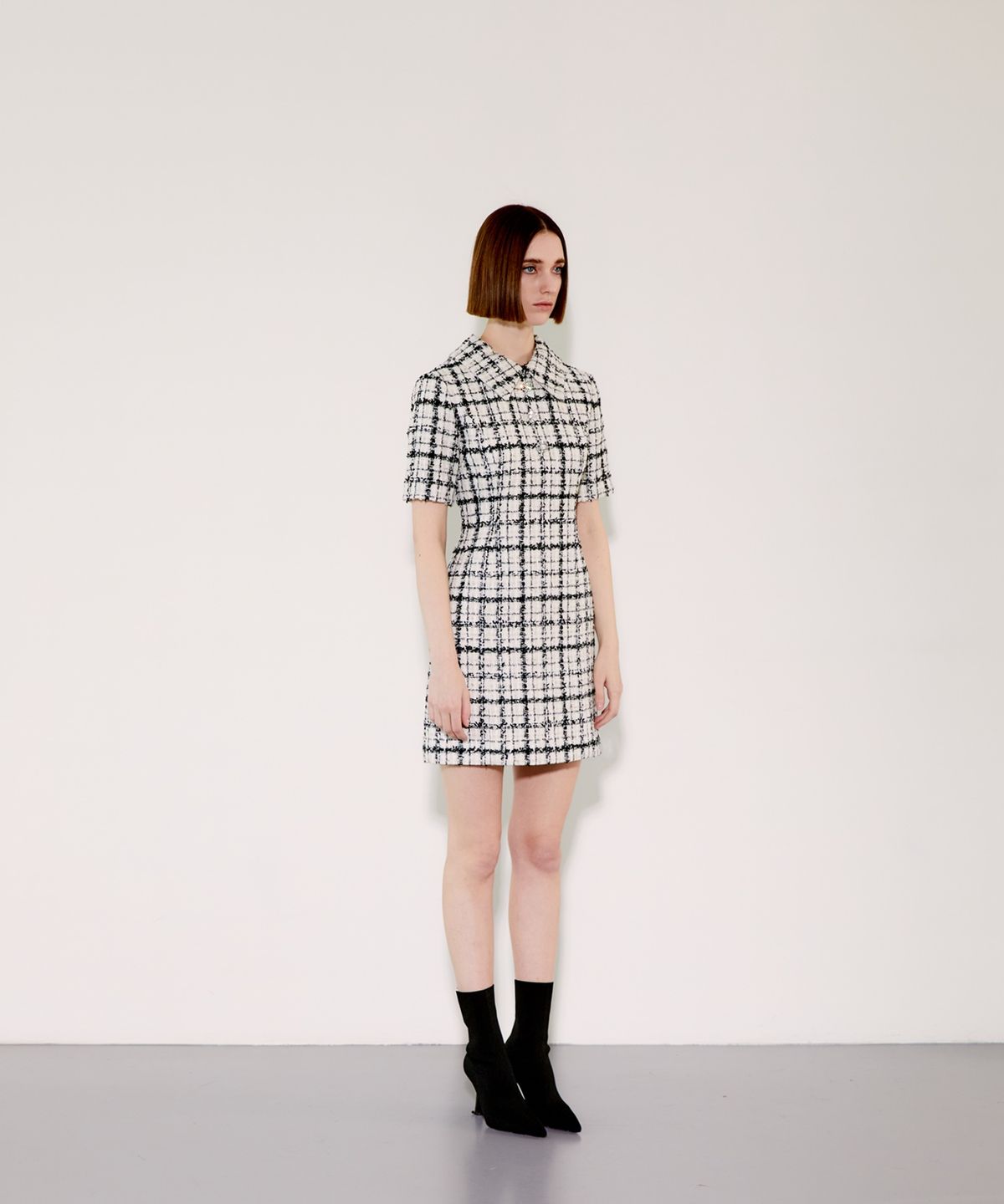 채뉴욕(CHAENEWYORK) Detatchable Collar Dress [Black Check]