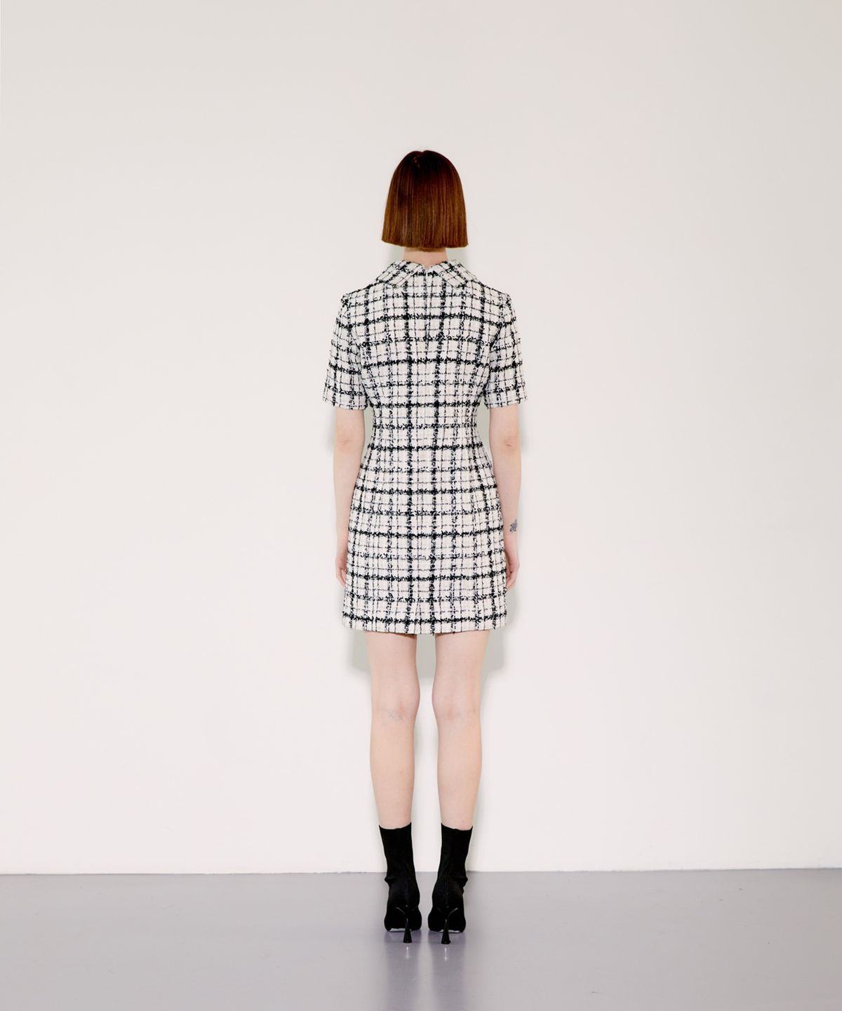 채뉴욕(CHAENEWYORK) Detatchable Collar Dress [Black Check]