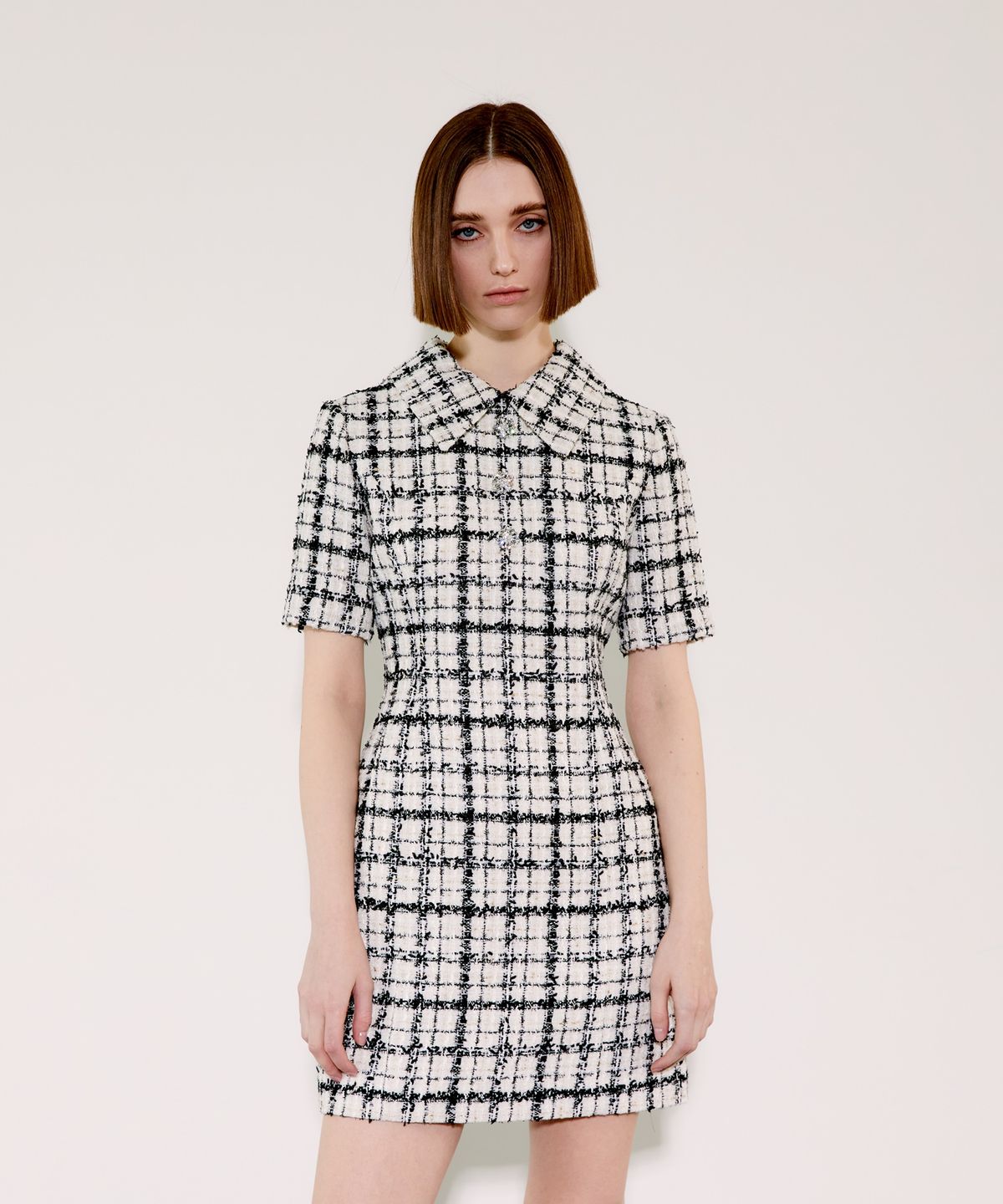 채뉴욕(CHAENEWYORK) Detatchable Collar Dress [Black Check]