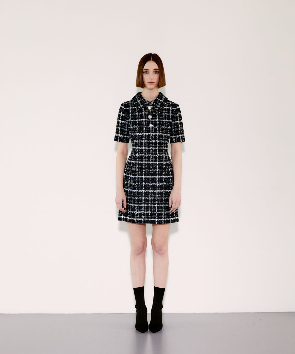 채뉴욕(CHAENEWYORK) Detatchable Collar Dress [White Check]