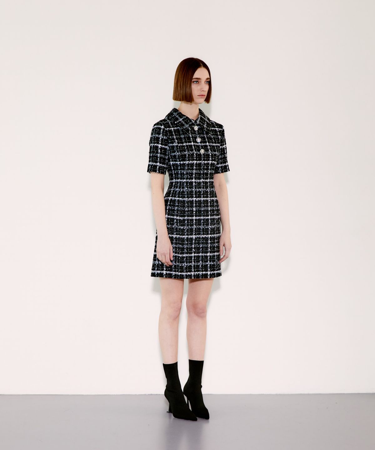 채뉴욕(CHAENEWYORK) Detatchable Collar Dress [White Check]
