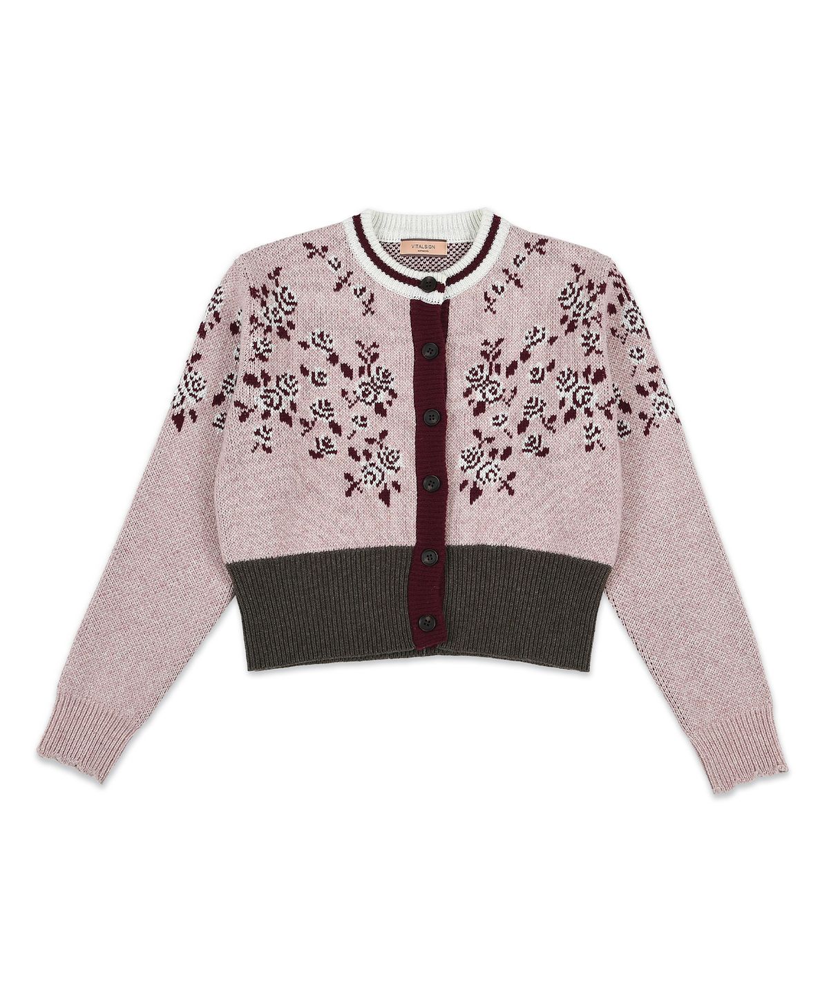 바이탈싸인(VITALSIGN) Waist Banding Floral Cardigan (Pink)