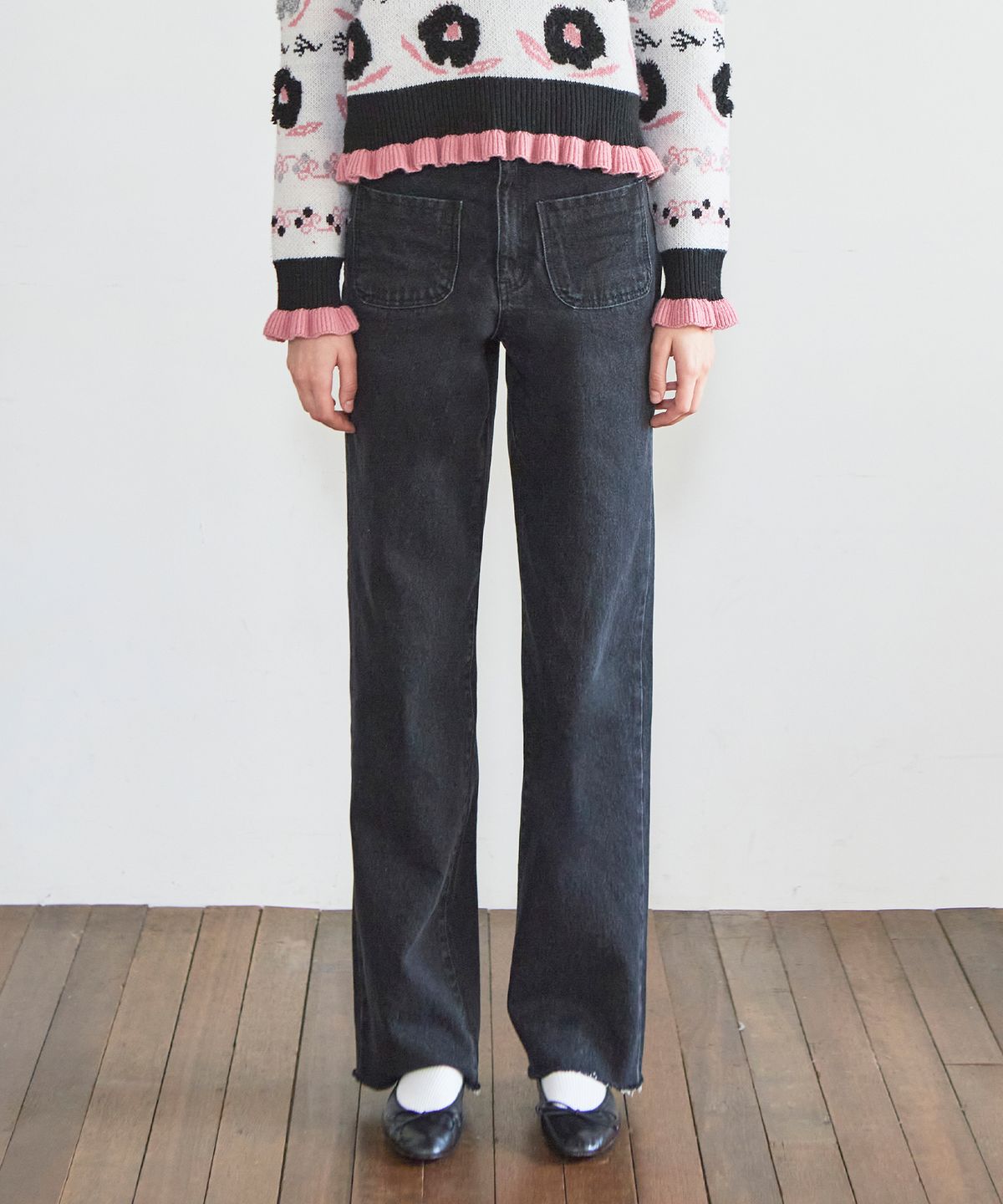 바이탈싸인(VITALSIGN) High-waist Semi bootscut Denim (2colors)
