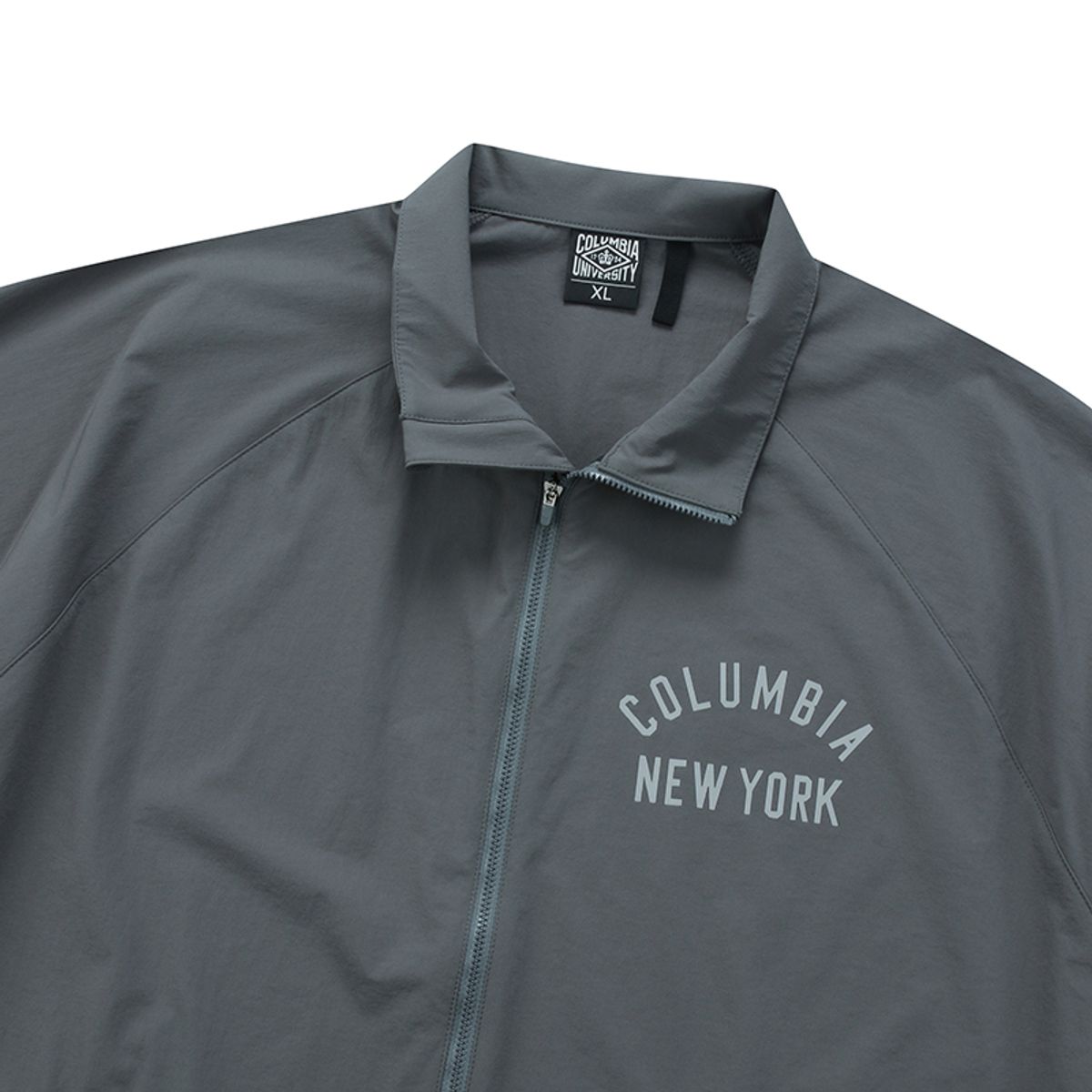 컬럼비아 유니버시티(COLUMBIA UNIVERSITY) CU NY OVERFIT NYLON ZIP-UP JACKET 차콜
