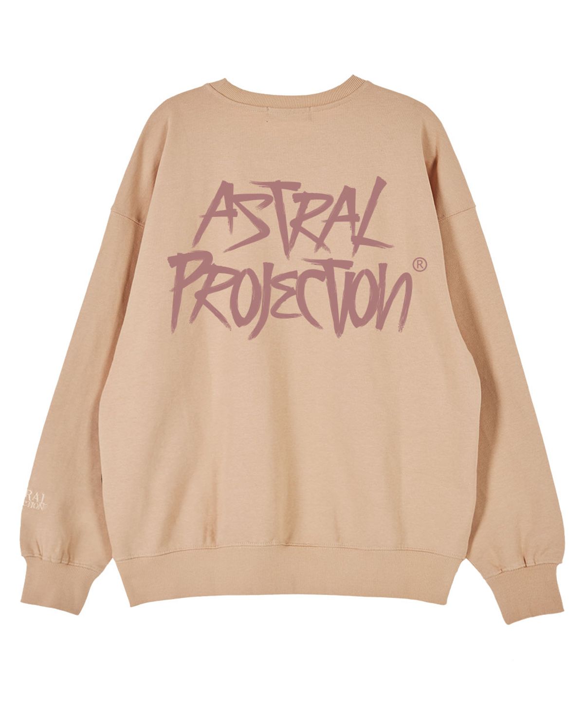 아스트랄 프로젝션(ASTRAL PROJECTION) 그래피티 레터렁 오버핏 드롭숄더 맨투맨_피치