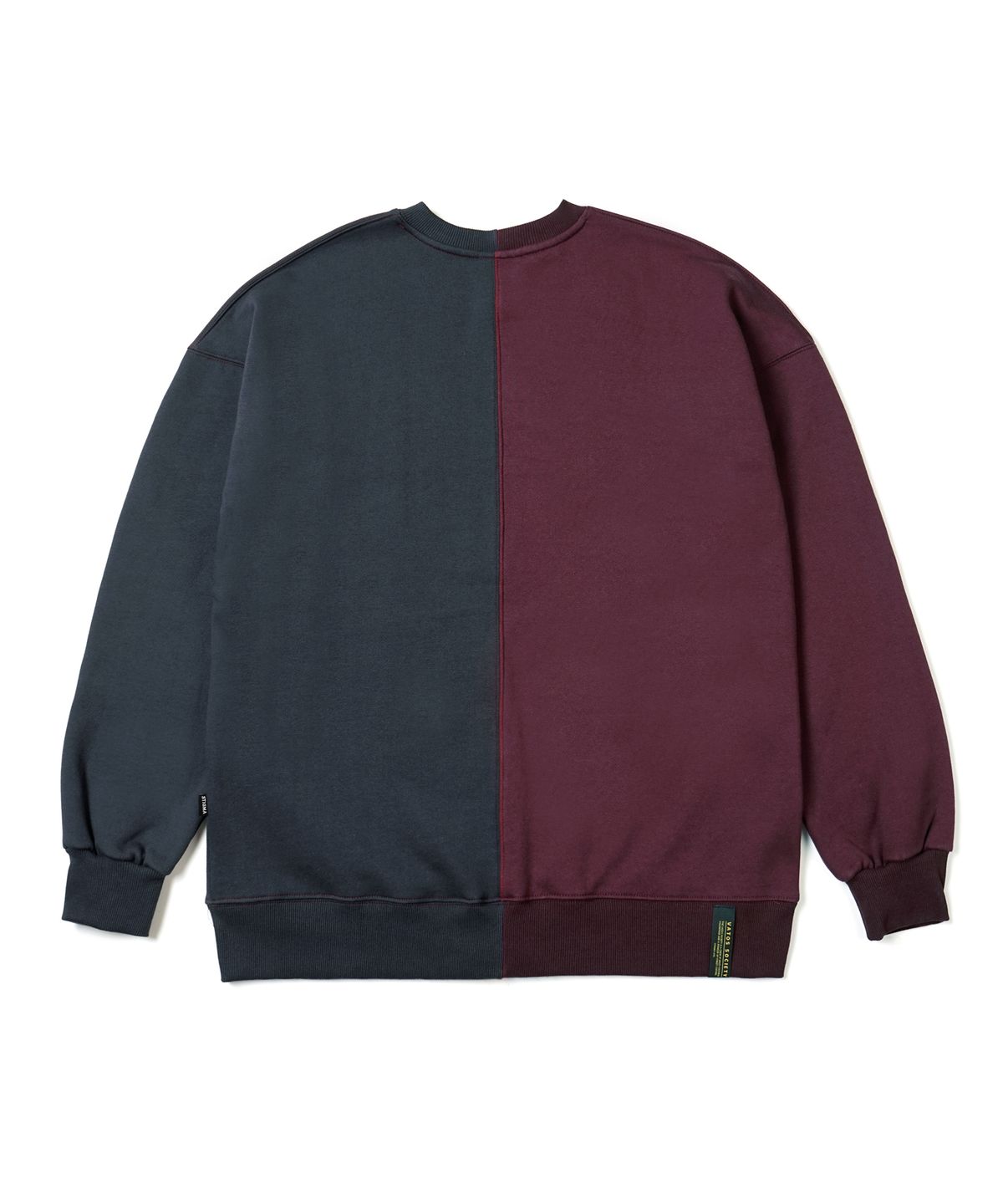 스티그마(STIGMA) 22 HALF COLOR OVERSIZED HEAVY SWEAT CREWNECK NAVY BURGUNDY