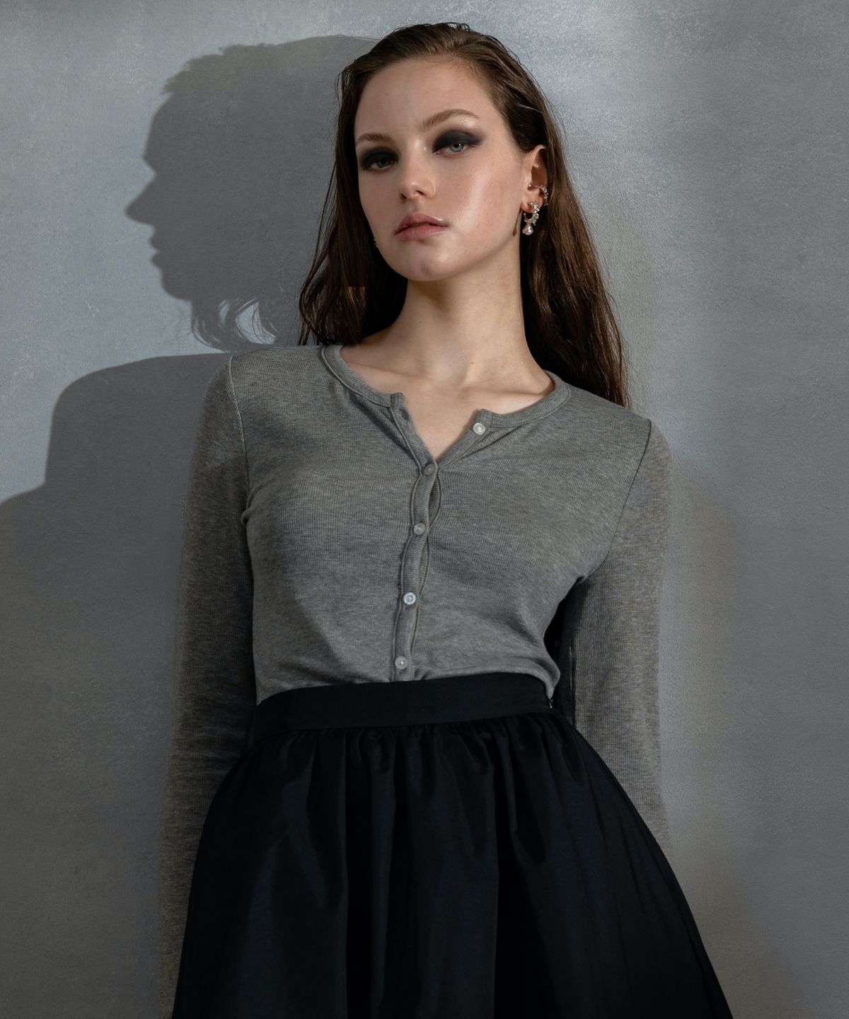 레트흐드레뚜왈(LETTRE DE LE TOILE) Easy tencel wool cardigan (Grey)