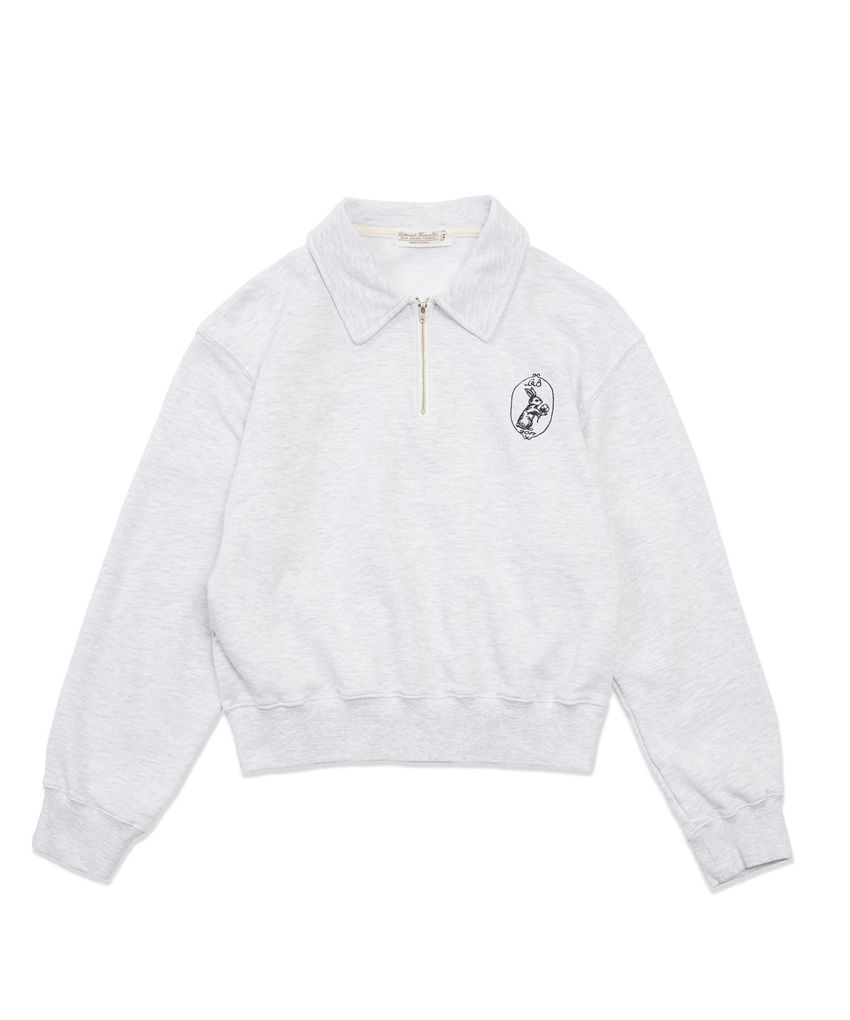 코튼벨(COTTON BELL) 집업 카라 스웻셔츠 - Melange White