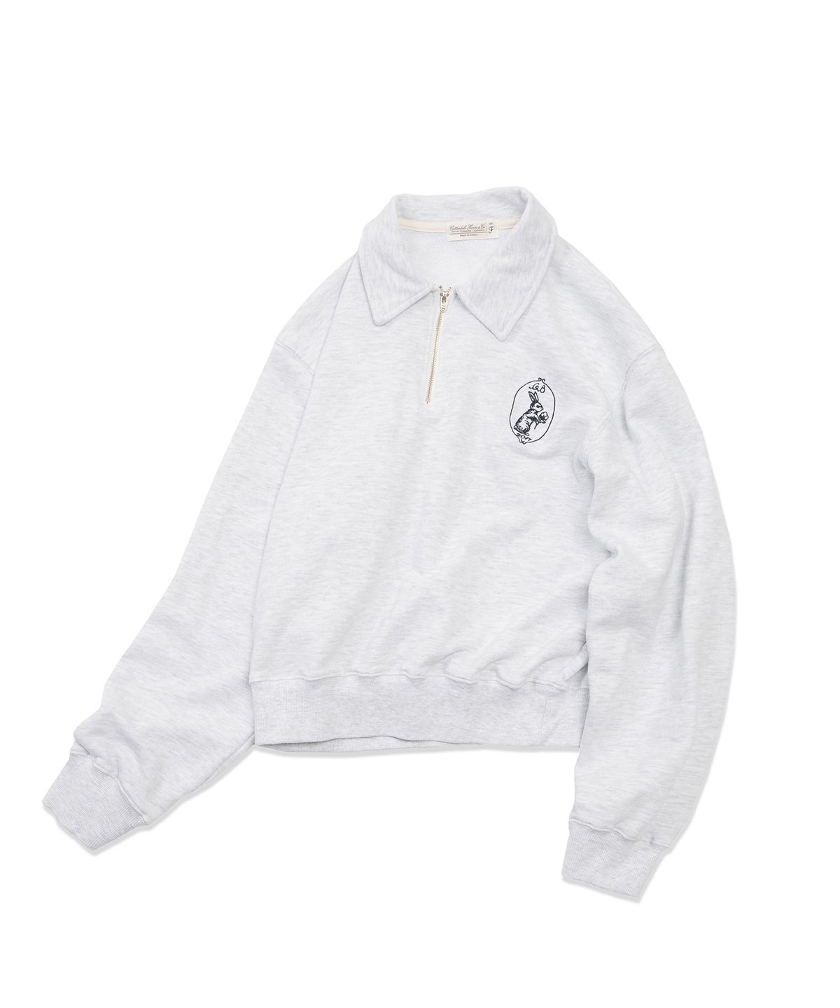 코튼벨(COTTON BELL) 집업 카라 스웻셔츠 - Melange White