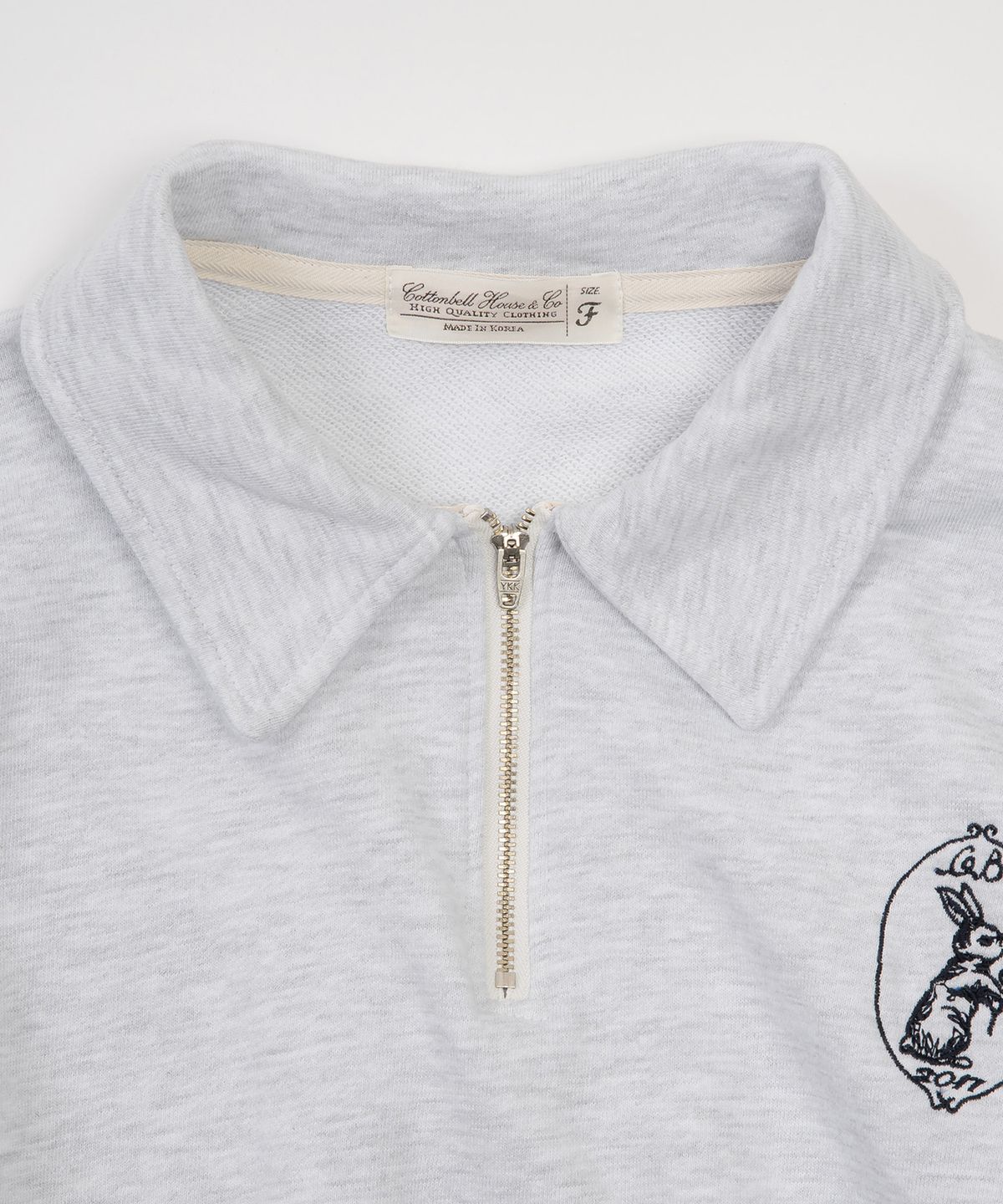 코튼벨(COTTON BELL) 집업 카라 스웻셔츠 - Melange White