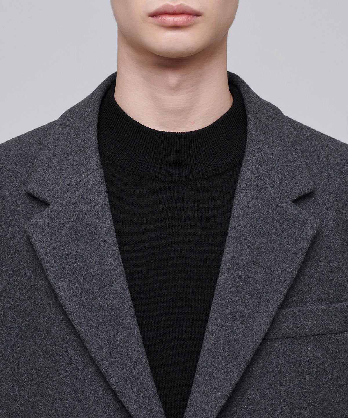 무신사 스탠다드(MUSINSA STANDARD) 울 블렌드 멜톤 대디 숄더 오버사이즈 블레이저 [미디엄 그레이]