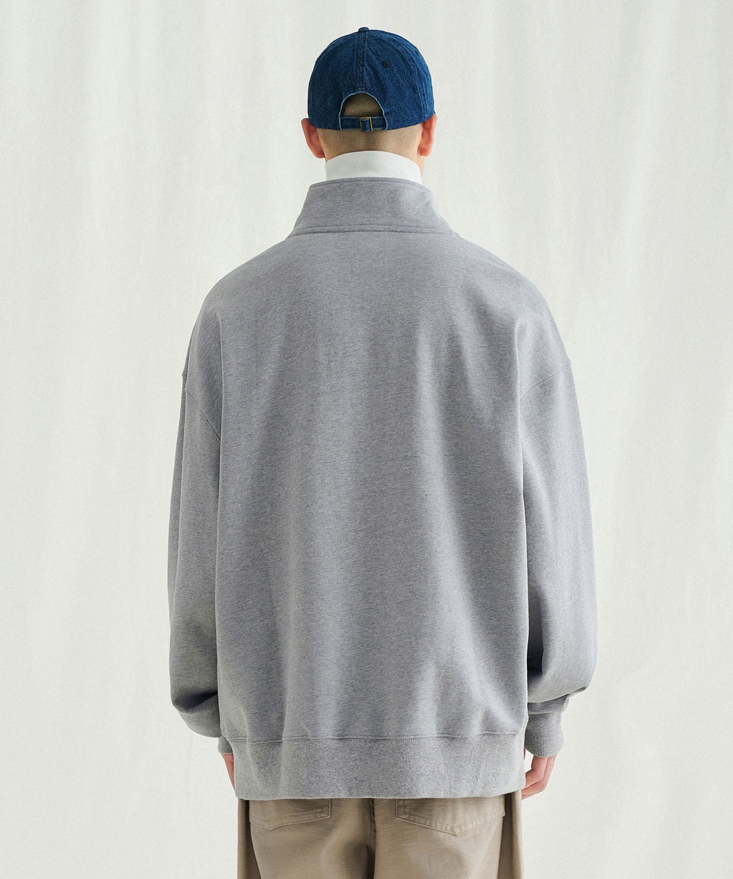 ★SATUR★ Classic crew neck half knit melange grey SA252MKT0 53034_CEME.jpg?crop=center&