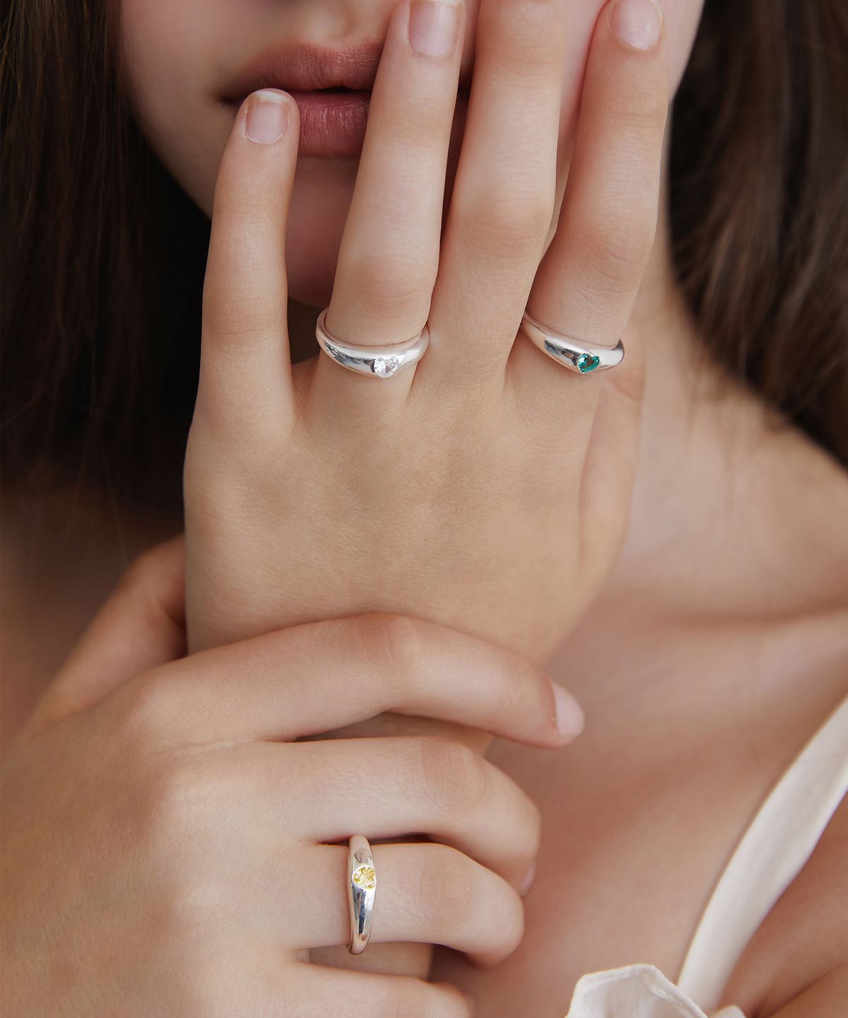 타티아나(TATIANA) (SILVER925) Heart Cubic Simple Ring CR1818