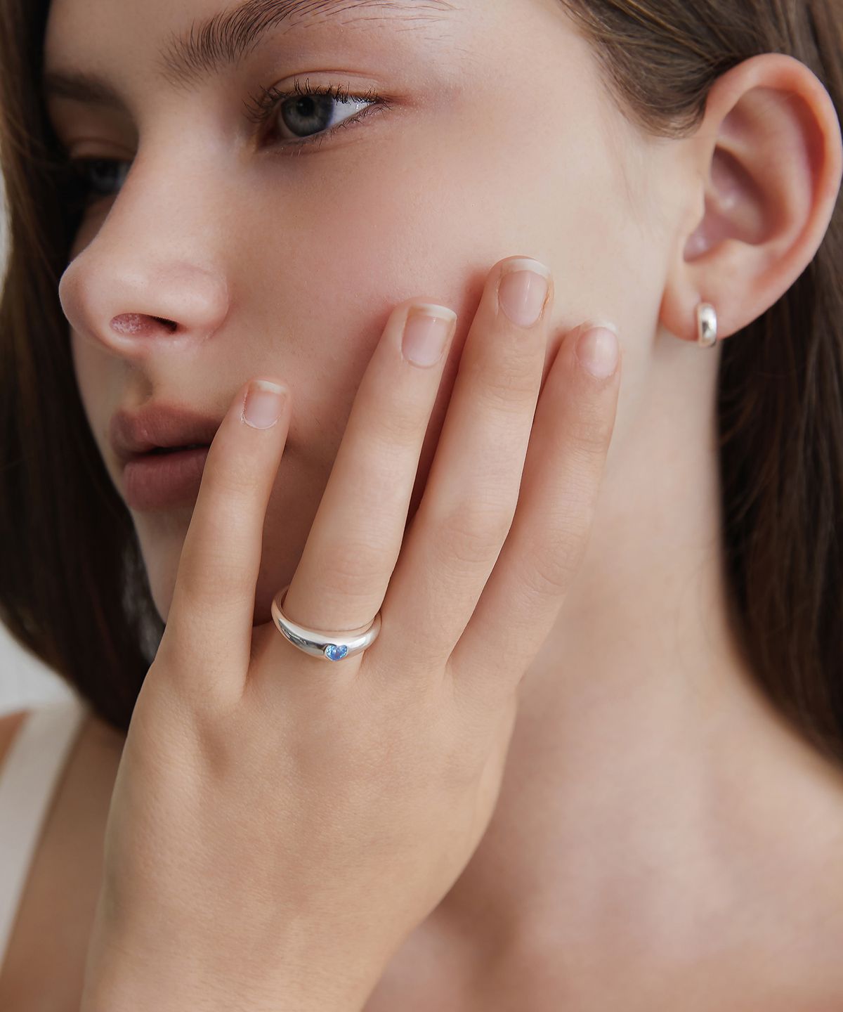 타티아나(TATIANA) (SILVER925) Heart Cubic Simple Ring CR1818