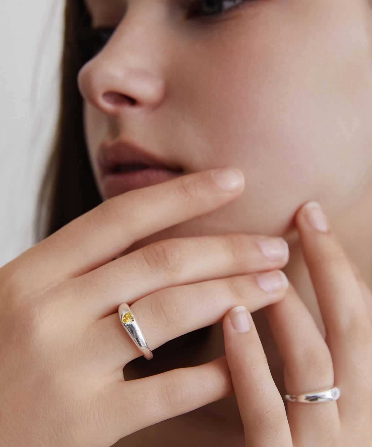 타티아나(TATIANA) (SILVER925) Heart Cubic Simple Ring CR1818