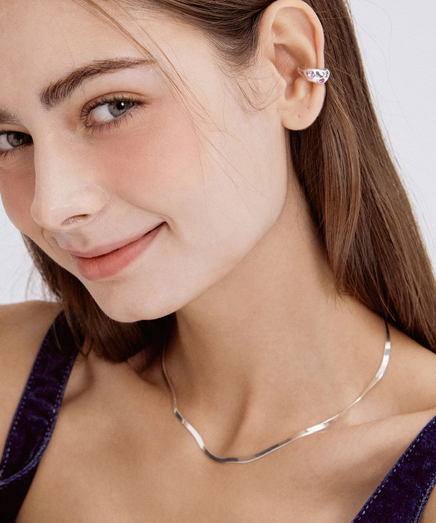 MUSINSA | TATIANA (SILVER925) Flat bold Snake Chain Necklace