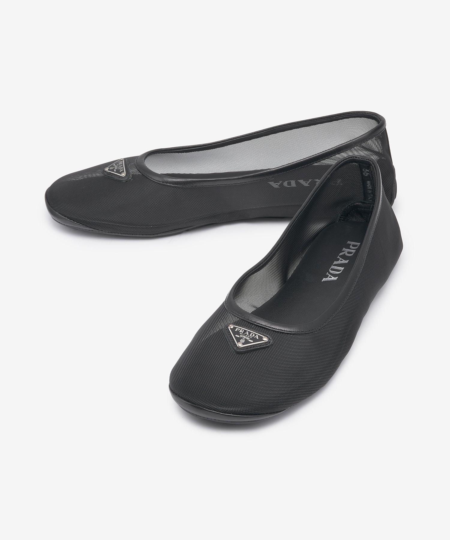 MUSINSA | PRADA Women's Triangle Logo Flat Shoes - Black