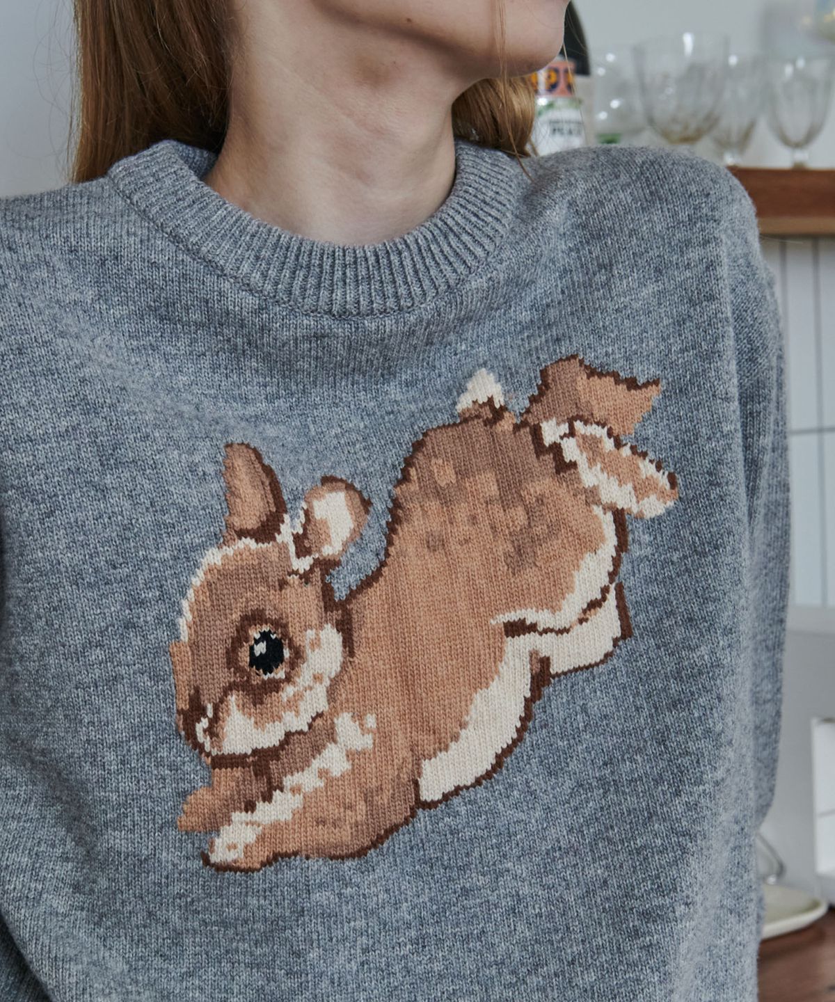 아이아이(EYEYE) RABBIT WOOL KNIT TOP_GRAY (EEOO4NTR04W)