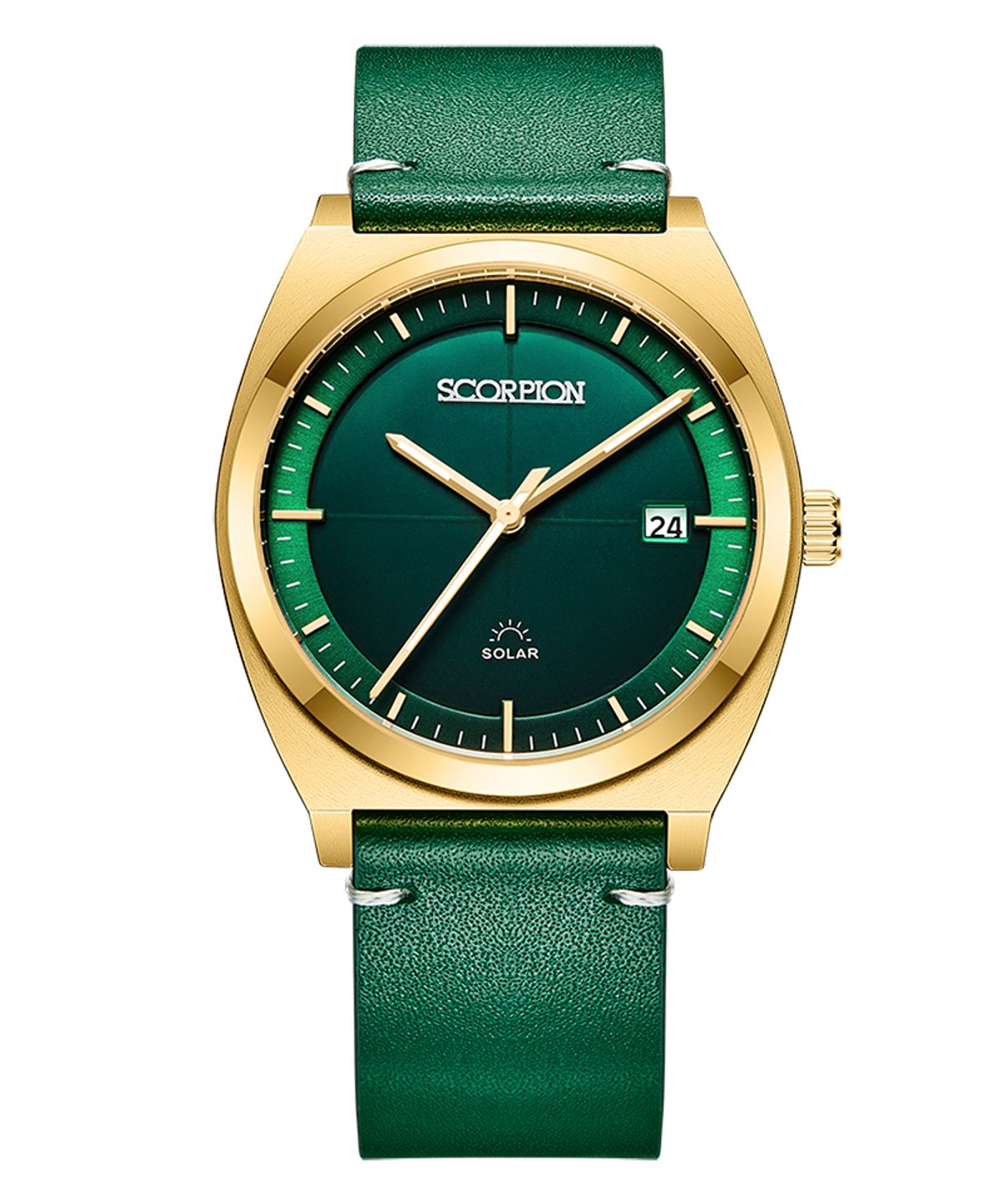 스콜피온(SCORPION) 38mm 빛 충전 솔라 무브먼트 남성 가죽 손목시계 S3L-GD