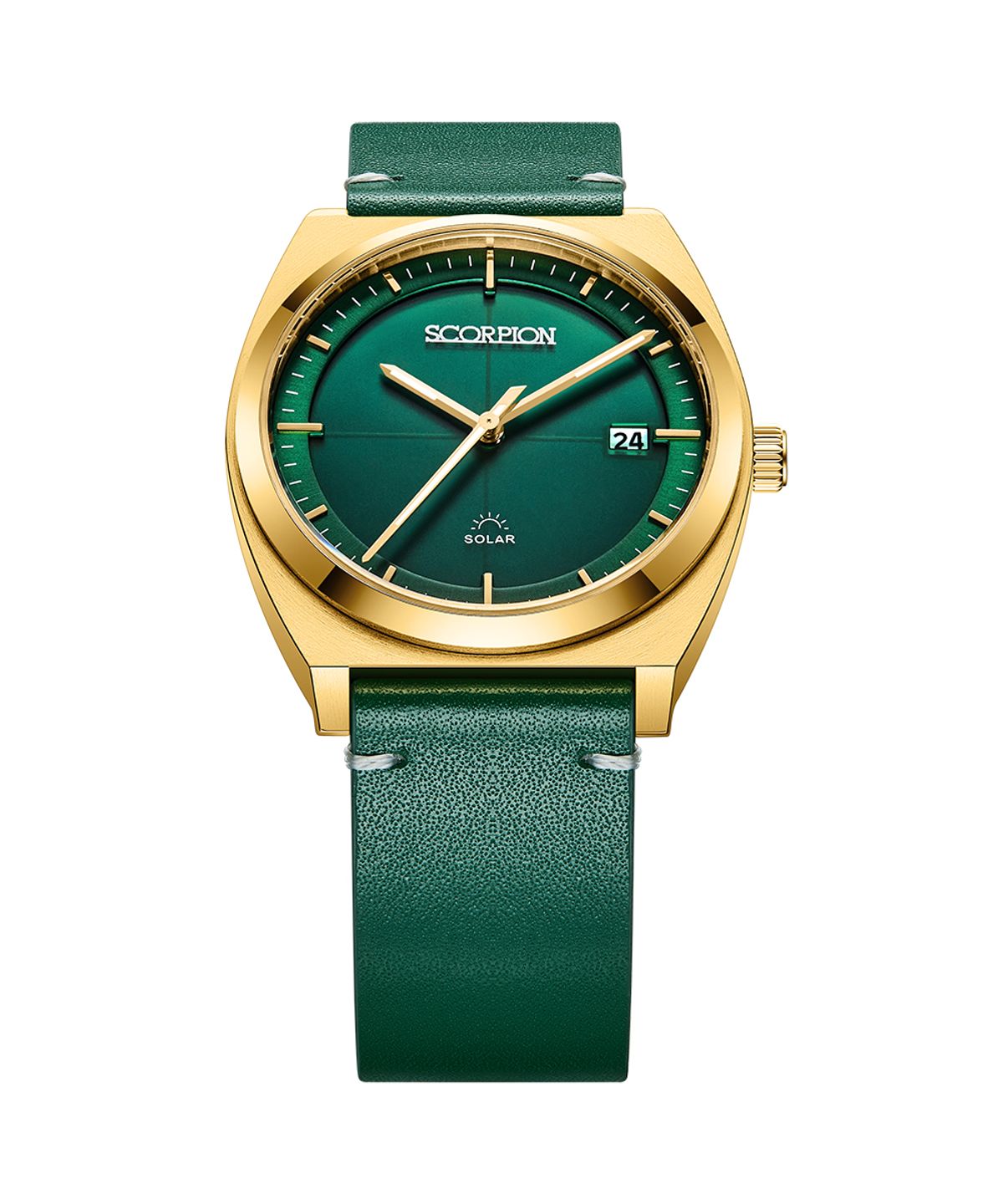 스콜피온(SCORPION) 38mm 빛 충전 솔라 무브먼트 남성 가죽 손목시계 S3L-GD