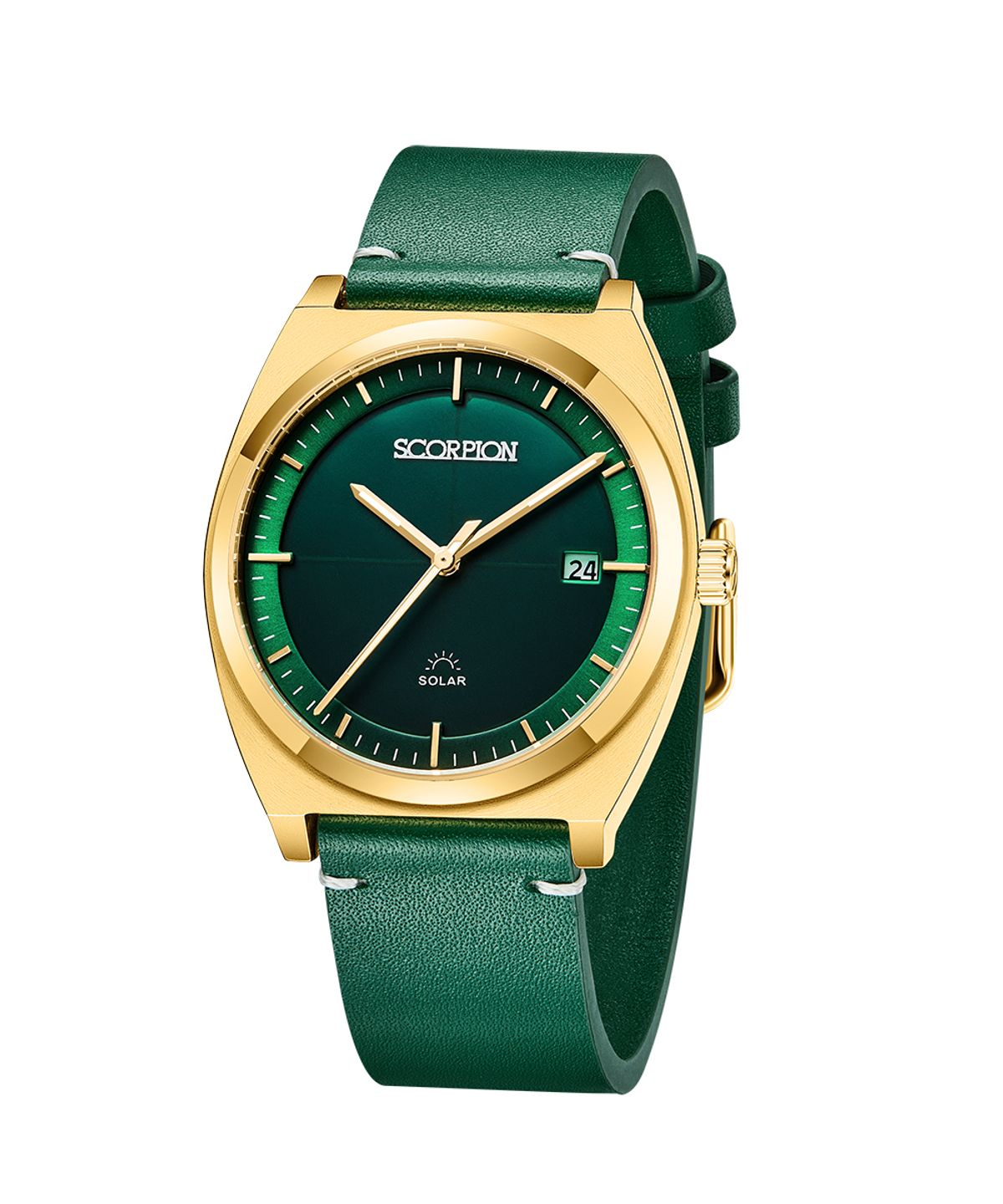 스콜피온(SCORPION) 38mm 빛 충전 솔라 무브먼트 남성 가죽 손목시계 S3L-GD