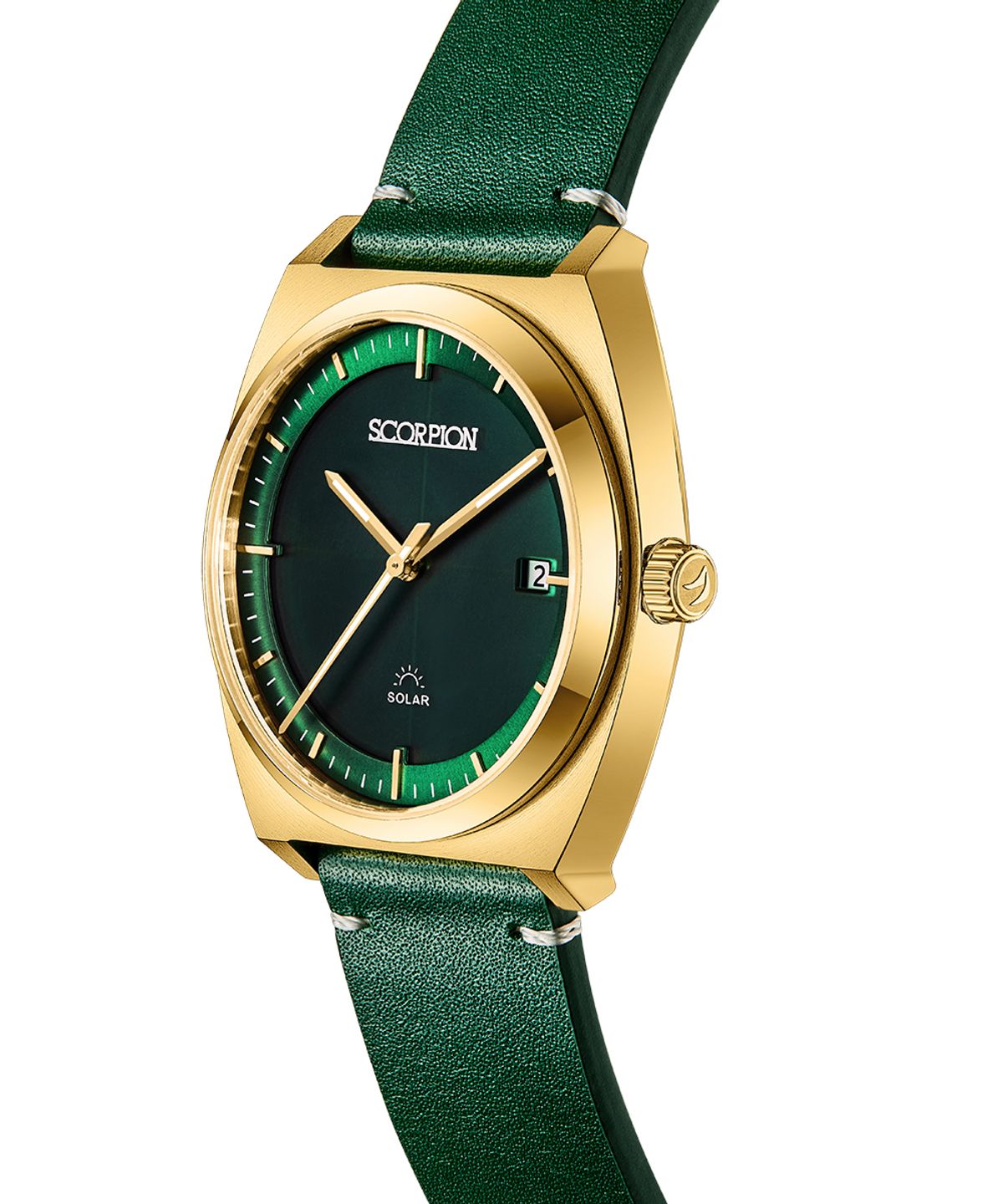 스콜피온(SCORPION) 38mm 빛 충전 솔라 무브먼트 남성 가죽 손목시계 S3L-GD