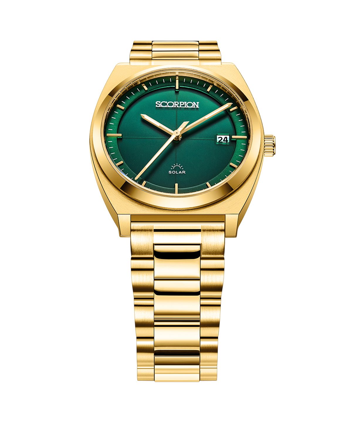 스콜피온(SCORPION) 38mm 빛 충전 솔라 무브먼트 남성 메탈 손목시계 S3M-GD