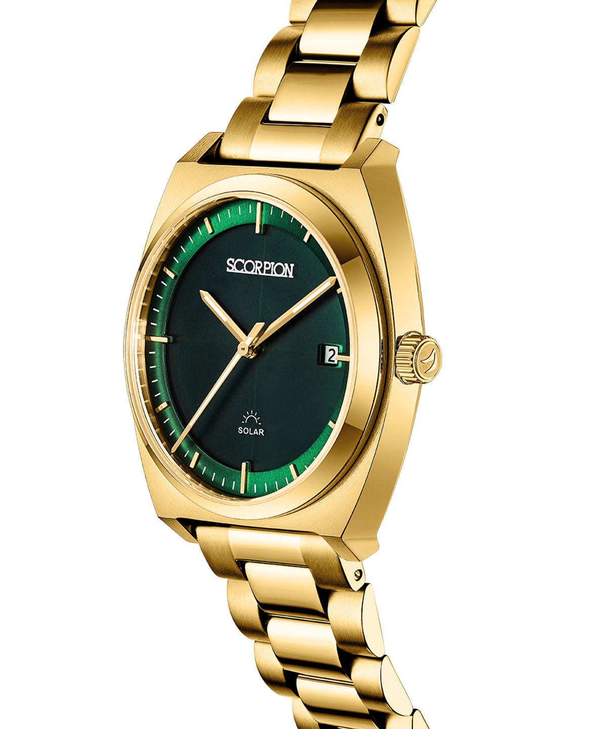 스콜피온(SCORPION) 38mm 빛 충전 솔라 무브먼트 남성 메탈 손목시계 S3M-GD