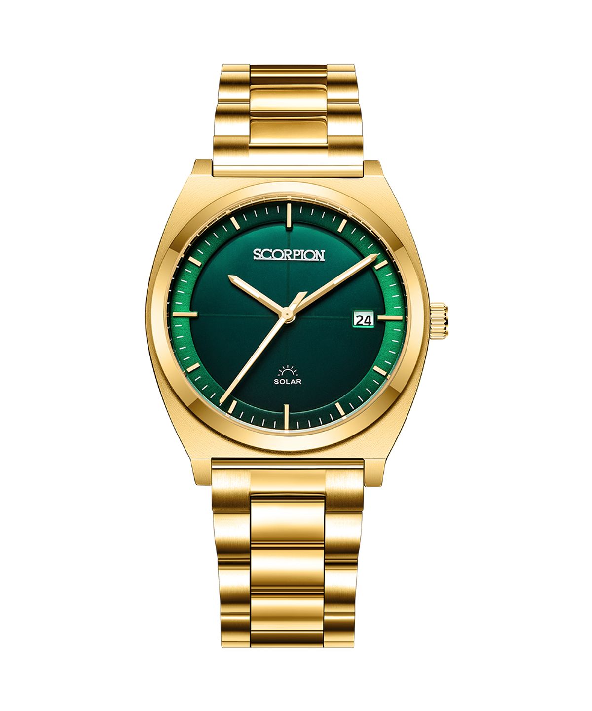 스콜피온(SCORPION) 38mm 빛 충전 솔라 무브먼트 남성 메탈 손목시계 S3M-GD