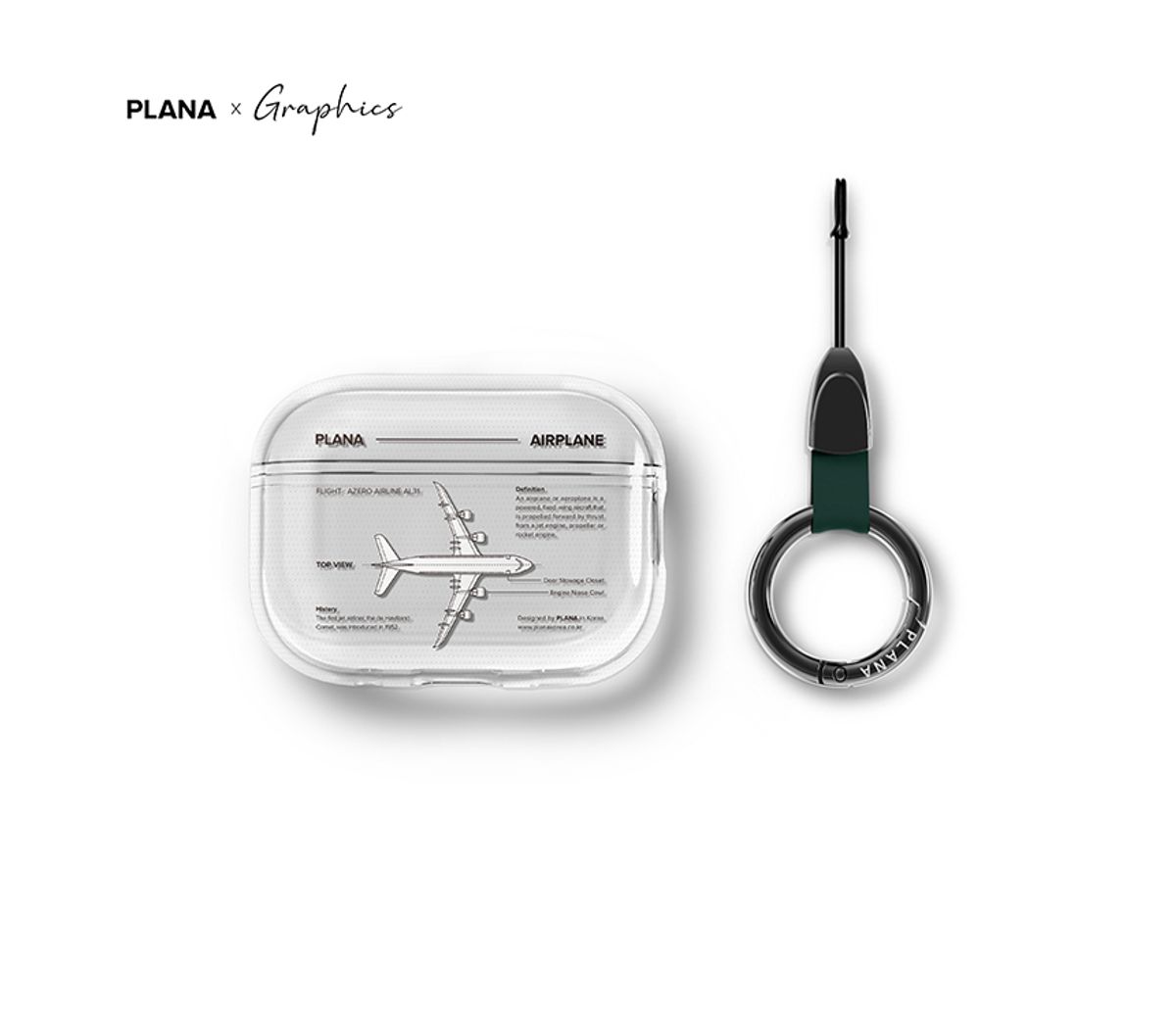 플래나(PLANA) 에어팟 프로2세대 투명 TPU 케이스 에어팟 항공 도면 시리즈