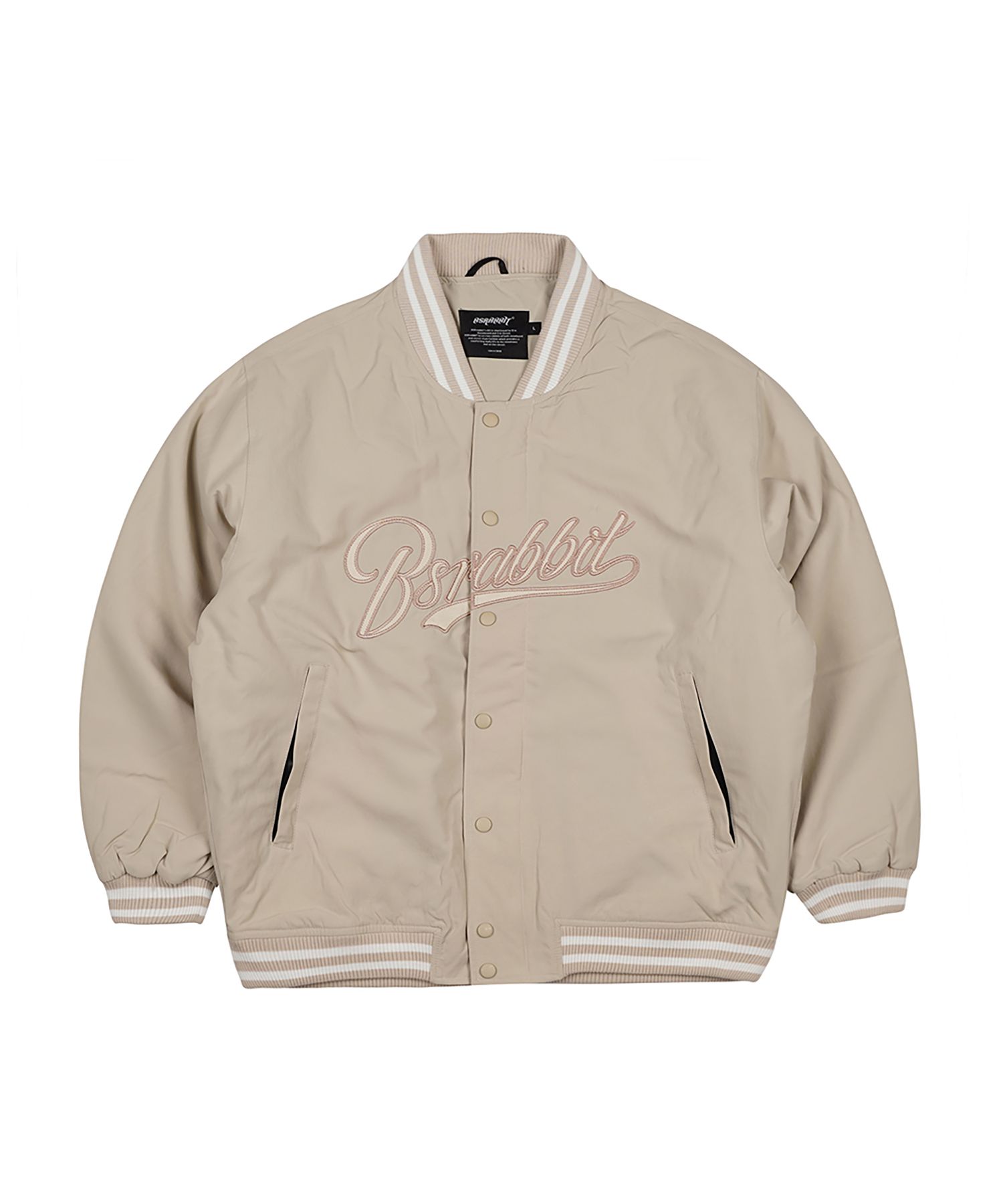 MUSINSA公式 | BSRABBIT logo varsity jacket cream beige