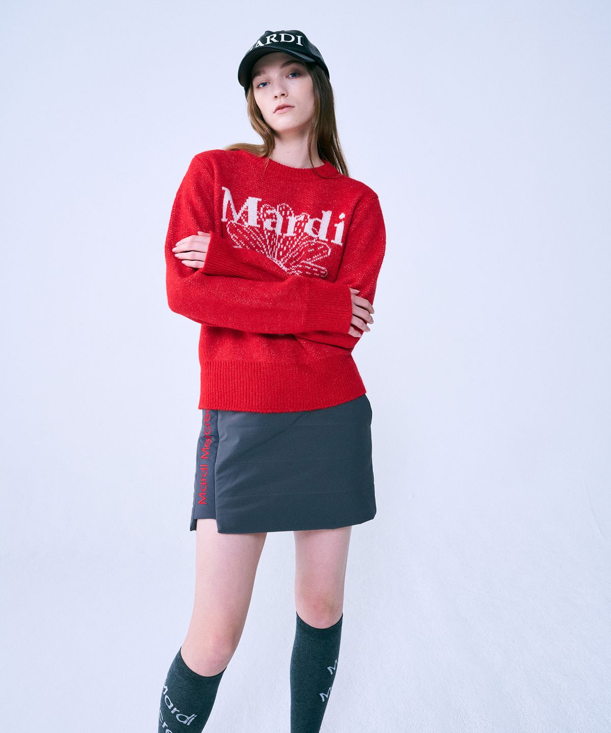 마르디 메크르디 악티프(MARDI MERCREDI ACTIF) 패디드 미니 스커트 차콜