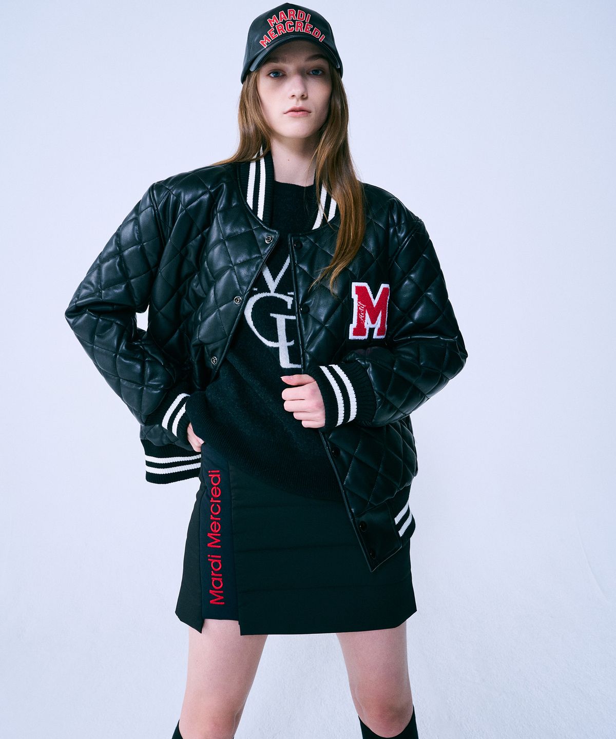 마르디 메크르디 악티프(MARDI MERCREDI ACTIF) 패디드 미니 스커트 블랙