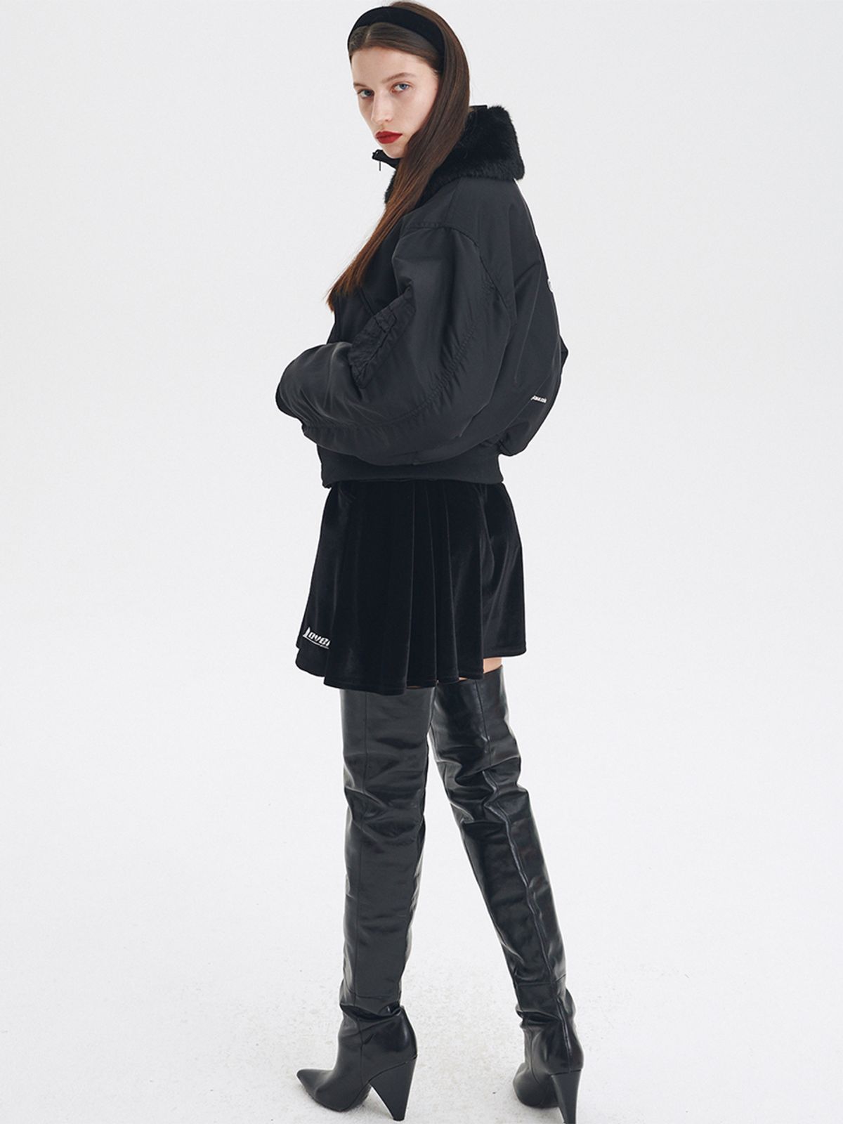 센토르(CENTAUR.KR) CENTAUR FUR COLLAR MA-1 JACKET_BLACK