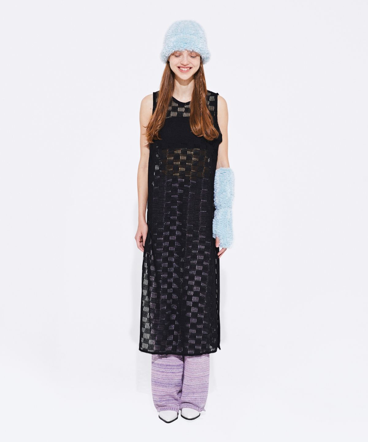 꾸아페(QUAFE) NETTING KNIT ONEPIECE_Black