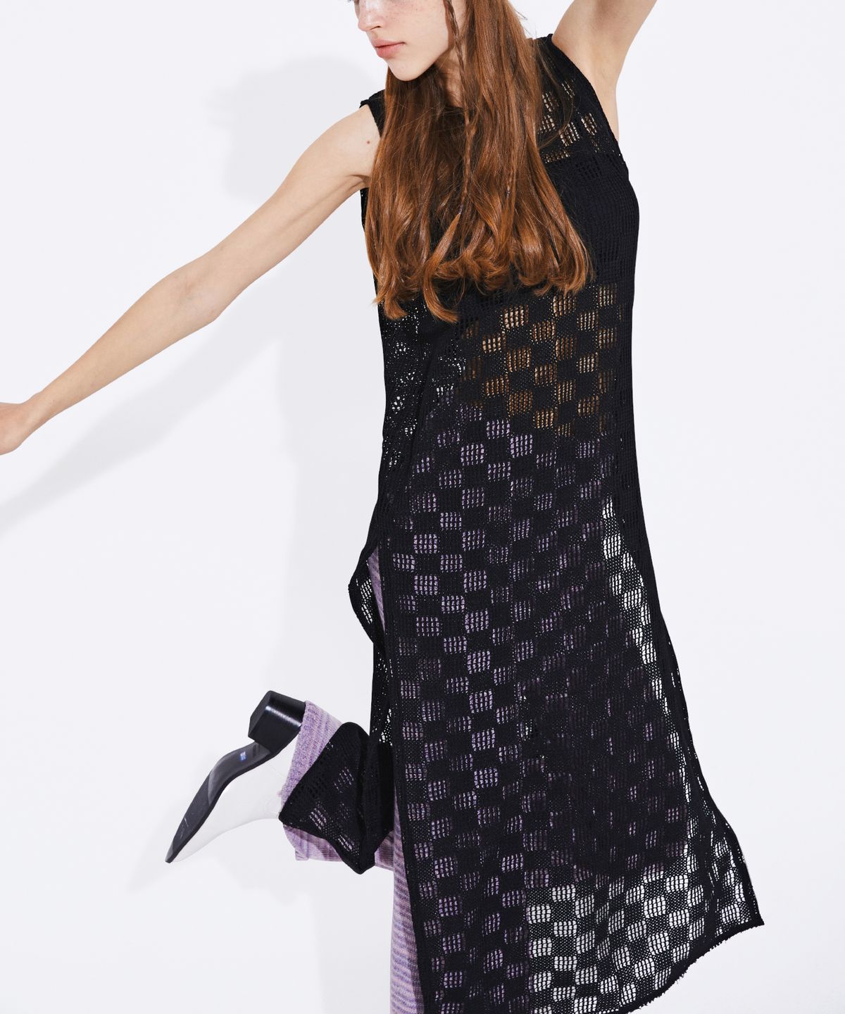 꾸아페(QUAFE) NETTING KNIT ONEPIECE_Black