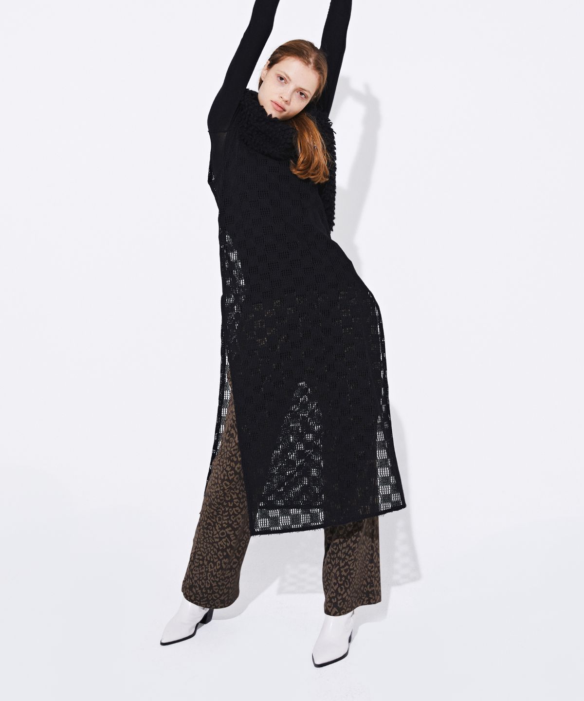 꾸아페(QUAFE) NETTING KNIT ONEPIECE_Black