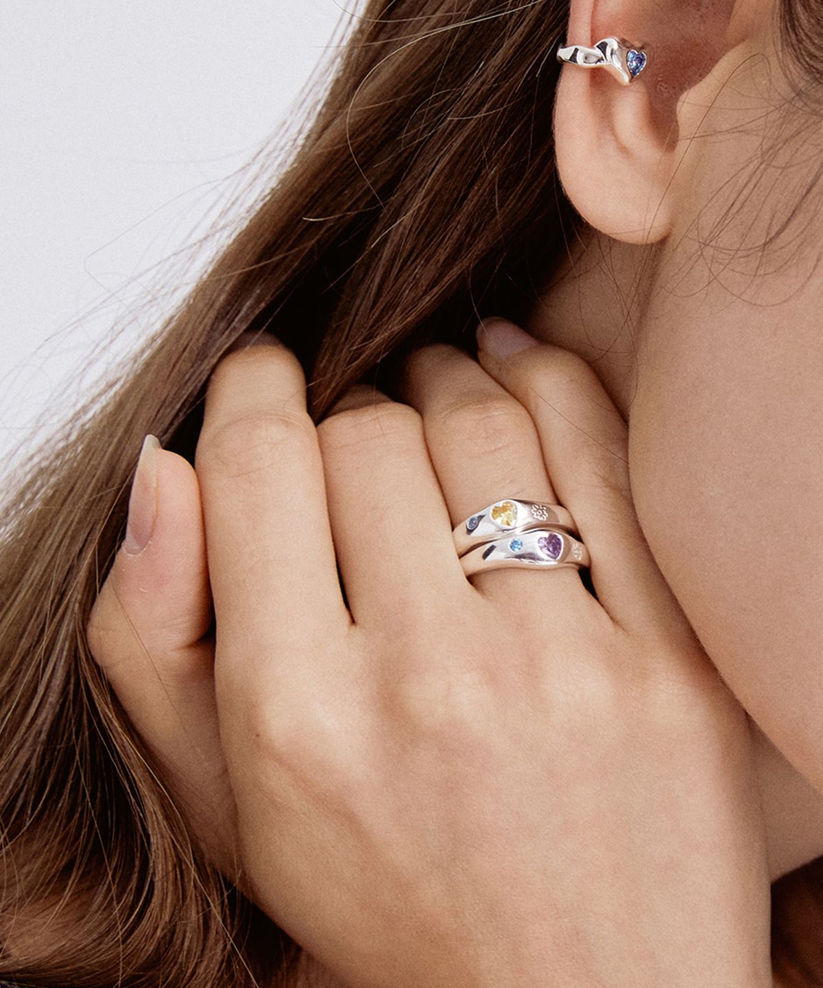 타티아나(TATIANA) (SILVER925) Flower Draw Heart Cubic Ring CR1811