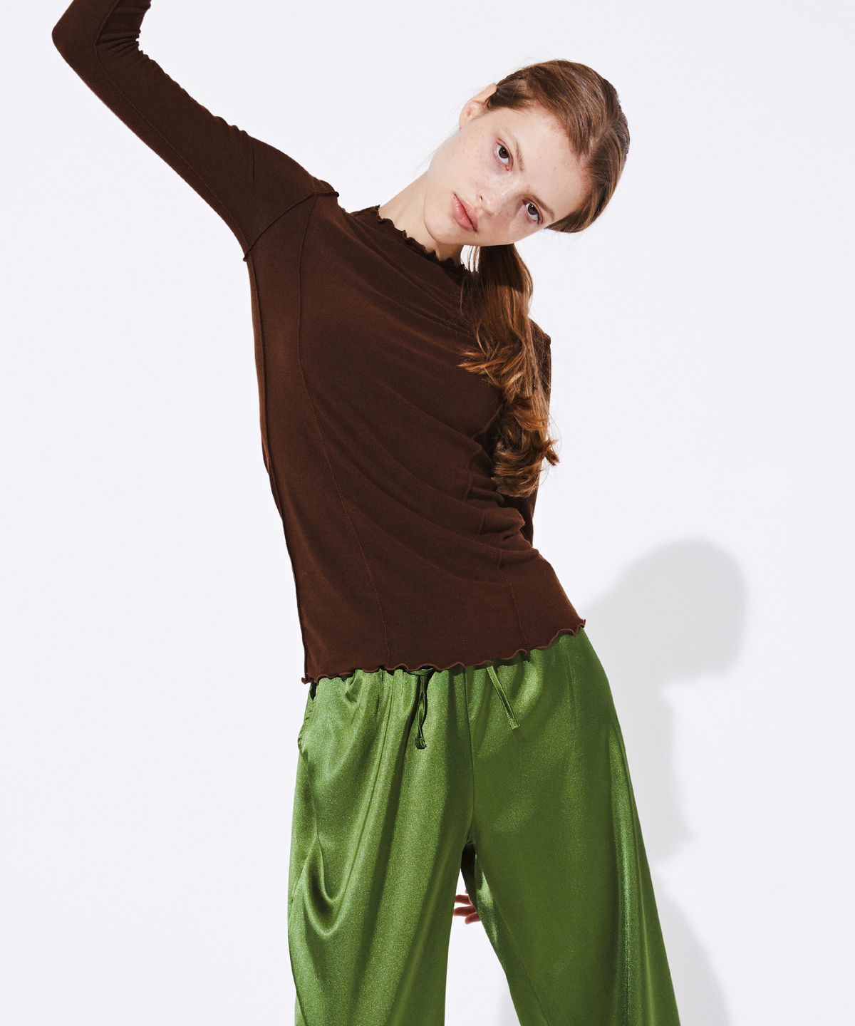 꾸아페(QUAFE) WOOL SLIM T-SHIRT_Brown