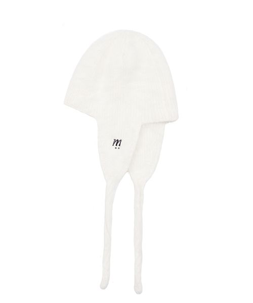 MUSINSA公式 | MSKN2ND mii logo angora ear flap beanie white