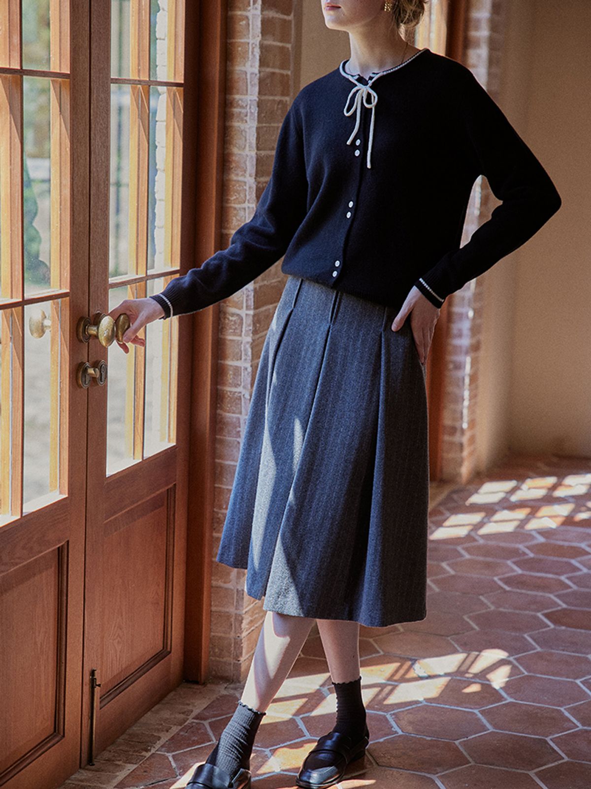 프라우드 마리(PROUD MARY) PM stripe woolen skirt